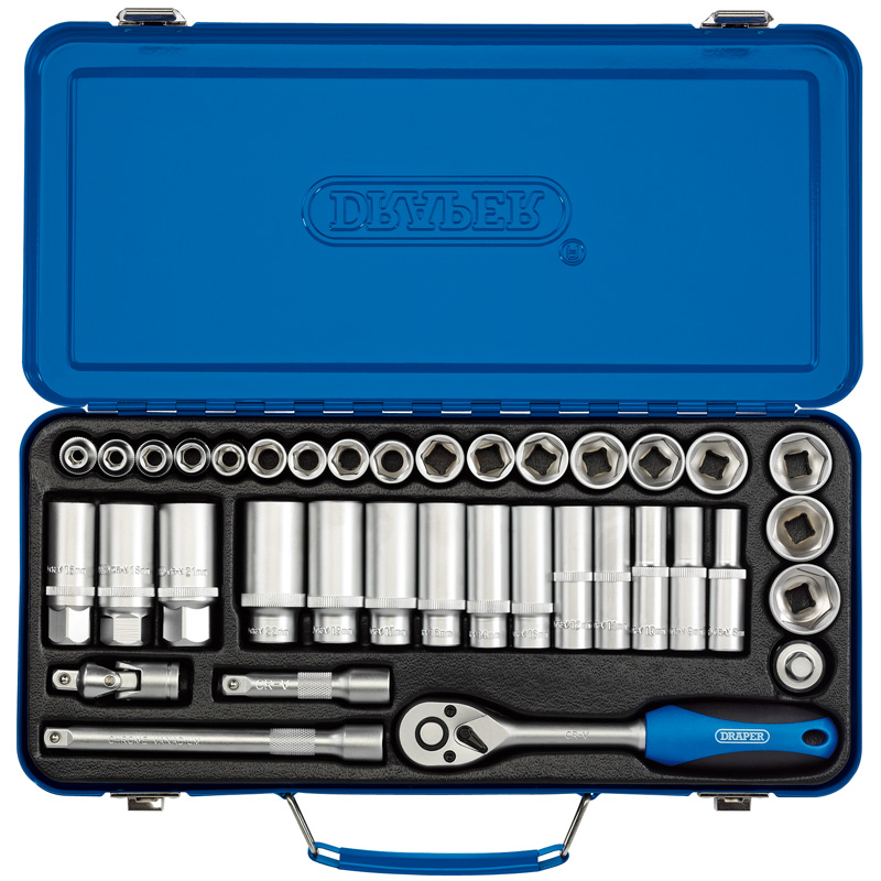 Draper 16367 DD37M/MT 3/8" Sq. Dr. Metric Socket Set (37 Piece)