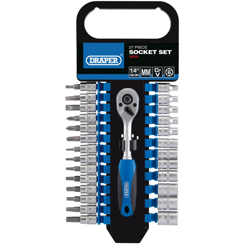 Draper 16370 BD27M/PR 1/4" Sq. Dr. Metric Socket Set (27 Piece)