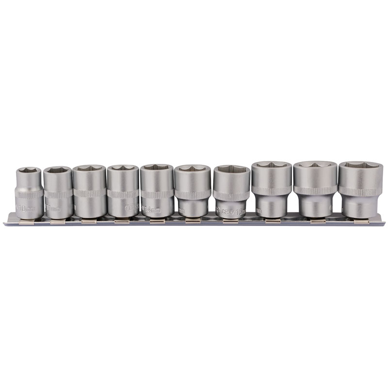 Draper 16400 DD10MM 3/8" Square Drive Set of Sockets on Metal Rail (10 Piece)