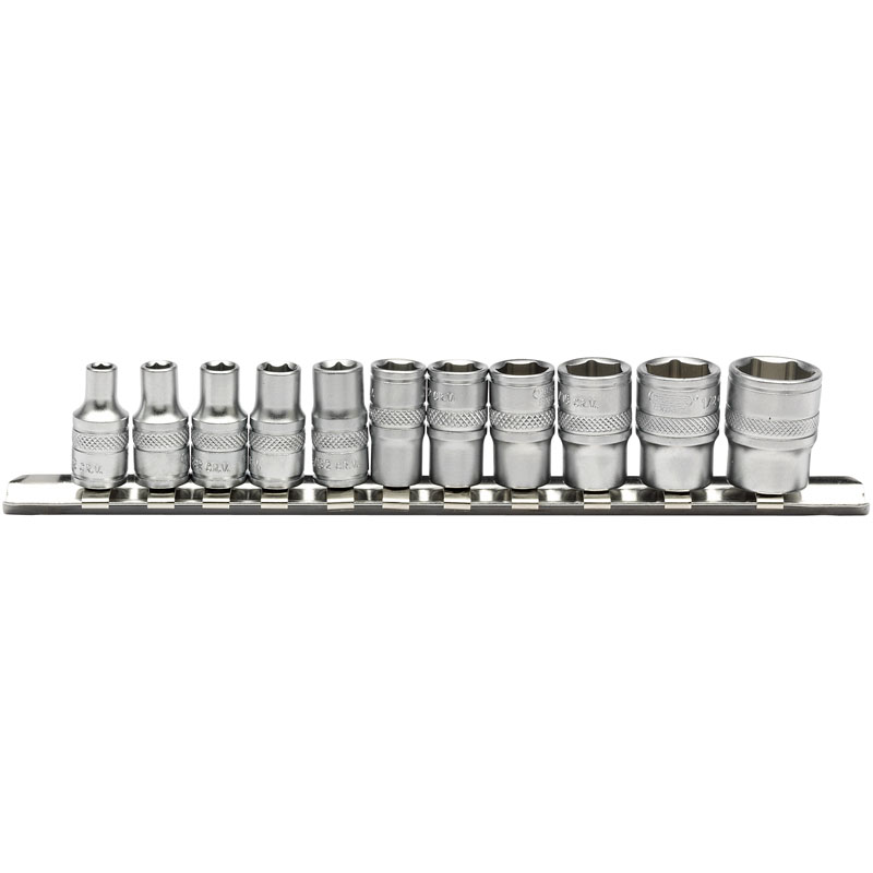 Draper 16488 B11A/SR 1/4" Drive Imperial AF Sockets on Metal Rail (11 Piece)
