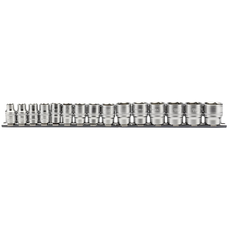 Draper 16492 D15M/SR 3/8" Sq. Dr. Metric Set of Sockets on Metal Rail (15 Piece)