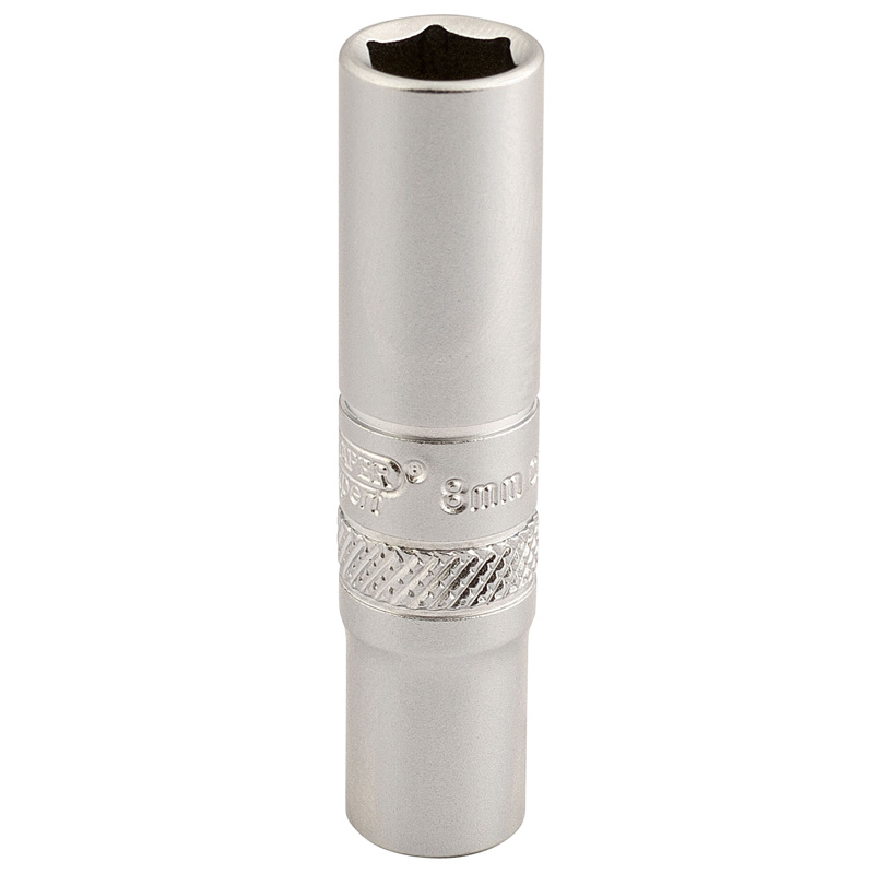 Draper 16528 BT-MM/MS 1/4" Square Drive 6 Point Deep Socket (8mm)