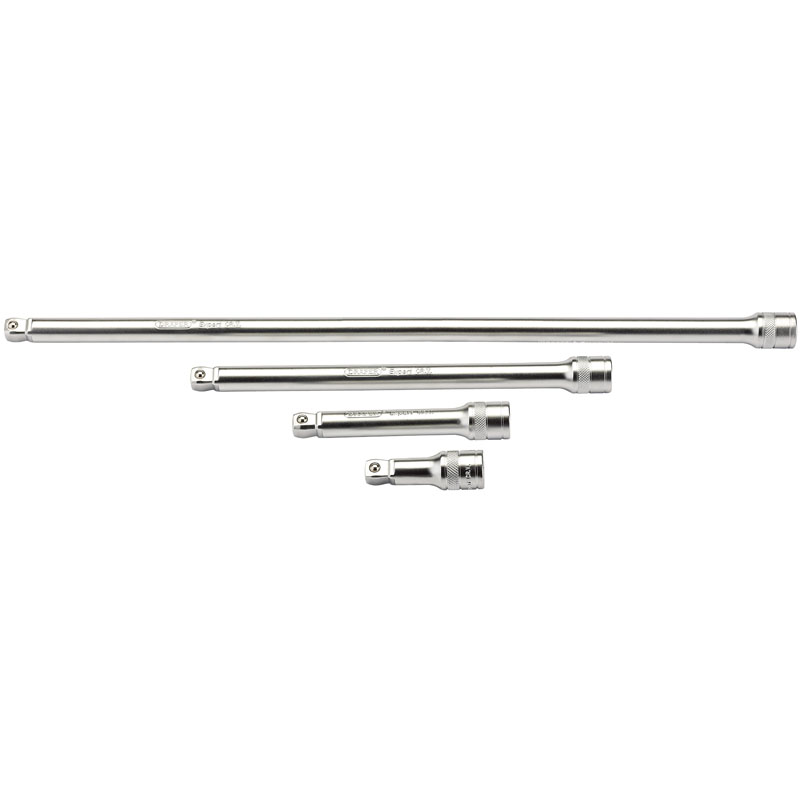 Draper 16770 H-WEXT/4 1/2" Square Drive Satin Chrome Wobble Extension Bar Set (4 Piece)