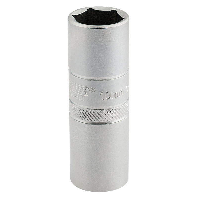 Draper 16781 HT-PLUG/MS 1/2" Square Drive 10mm Thread 6 Point Satin Chrome Spark Plug Socket (16mm Socket)