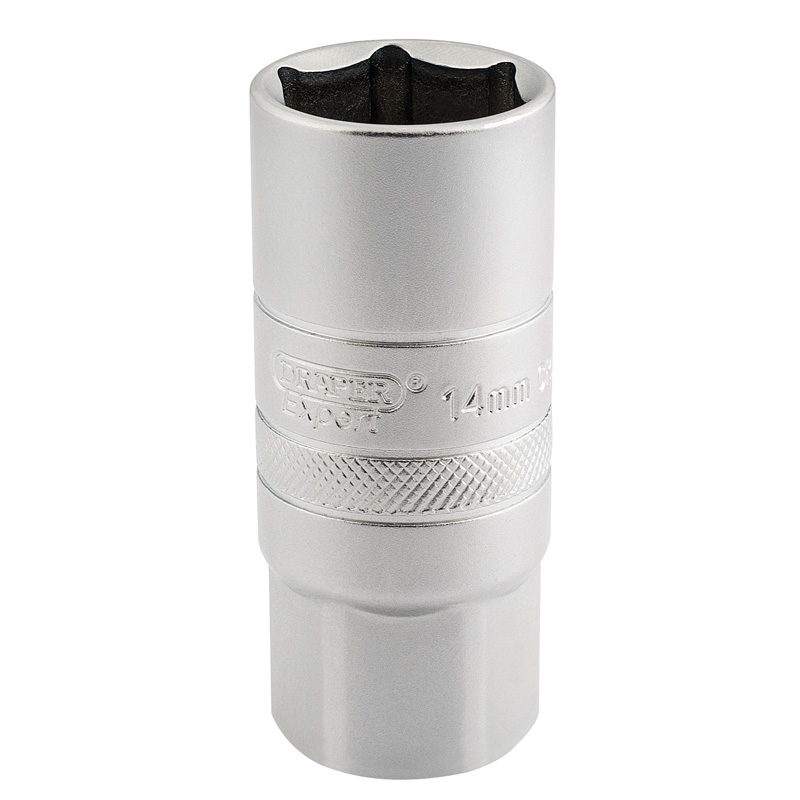 Draper 16783 HT-PLUG/MS 1/2" Square Drive 14mm Thread 6 Point Satin Chrome Spark Plug Socket (21mm Socket)