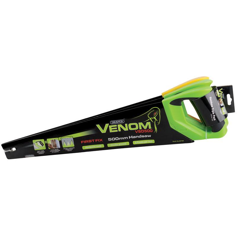 Draper 17693 VSDTP500 Venom&#174; Double Ground 500mm Handsaws (3 Piece)