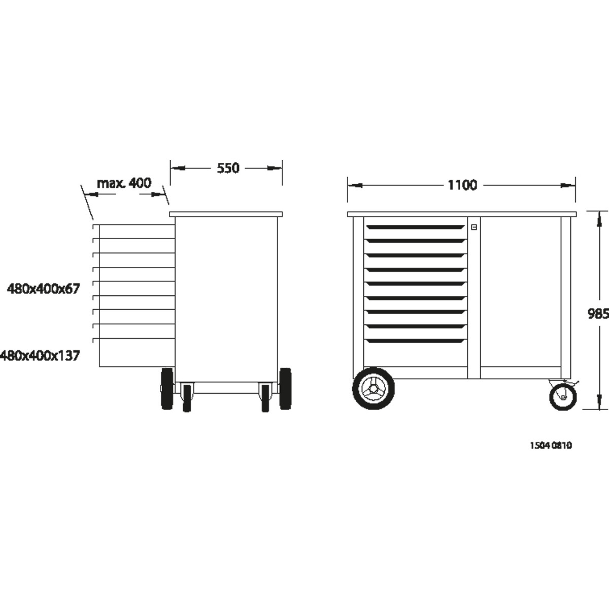 Gedore 1814923 Mobile Workbench with 9 Drawers 1504 0810
