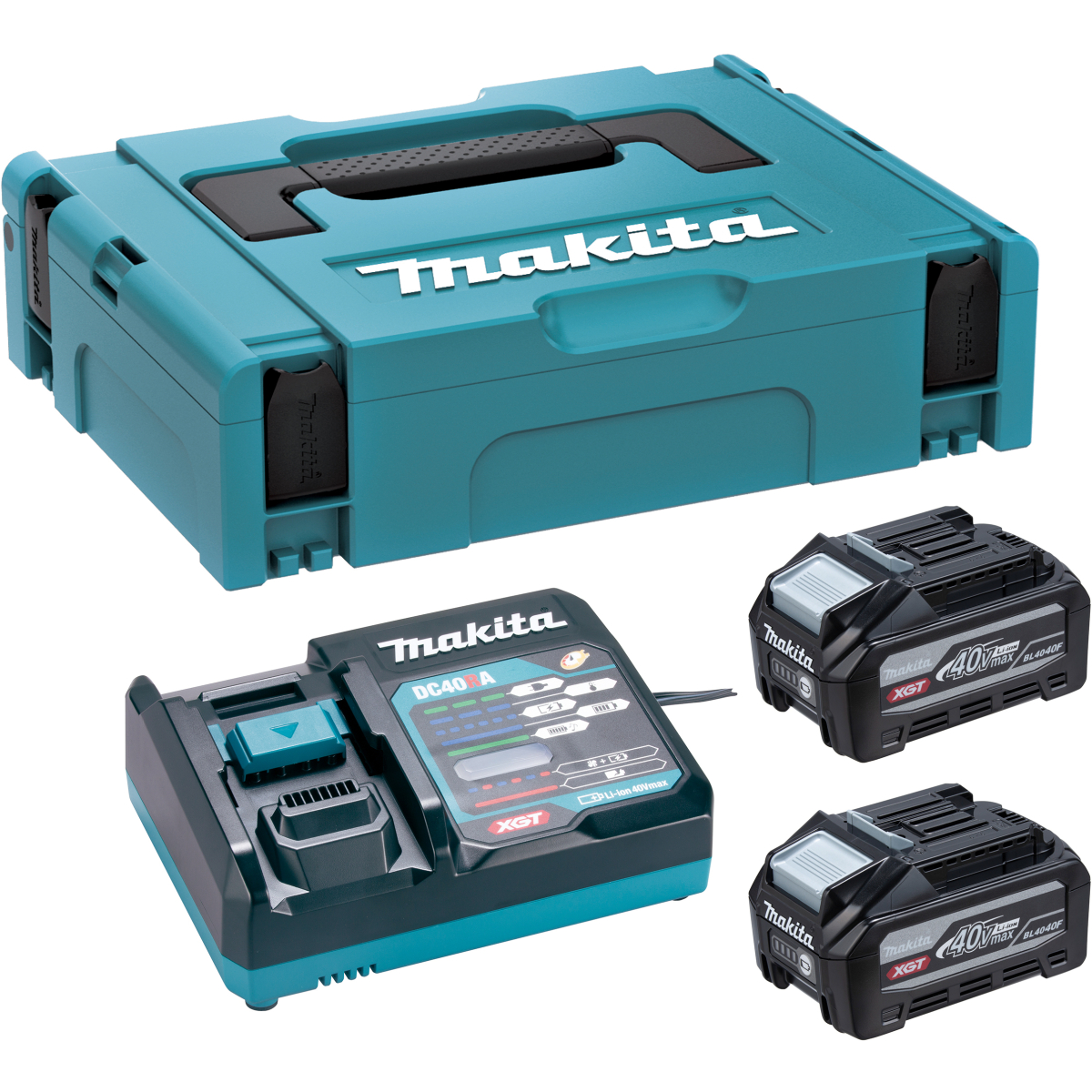 Makita 1911C9-1 40v XGT Powersource Kit, 2 x BL4040F + DC40RA Charger 240v in Makpac Case