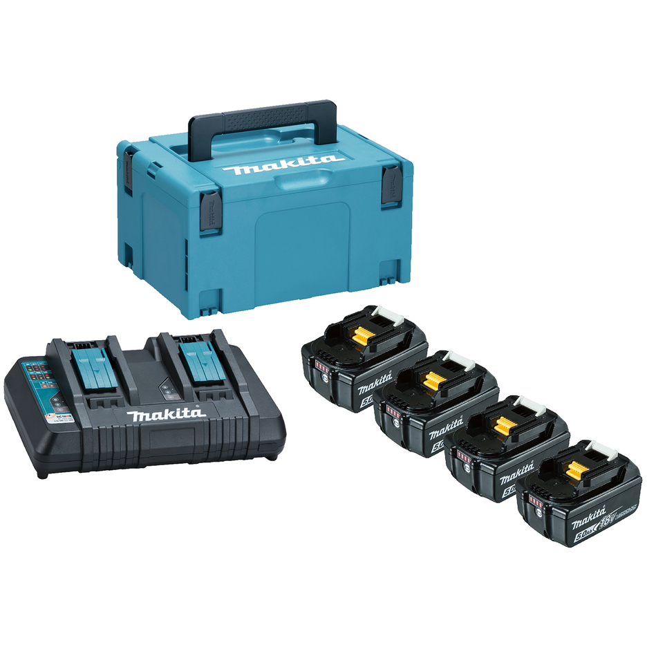 Makita 197627-6 18V LXT Powersource Kit - 4x 5.0Ah Batteries and Dual Charger in Makpac Case
