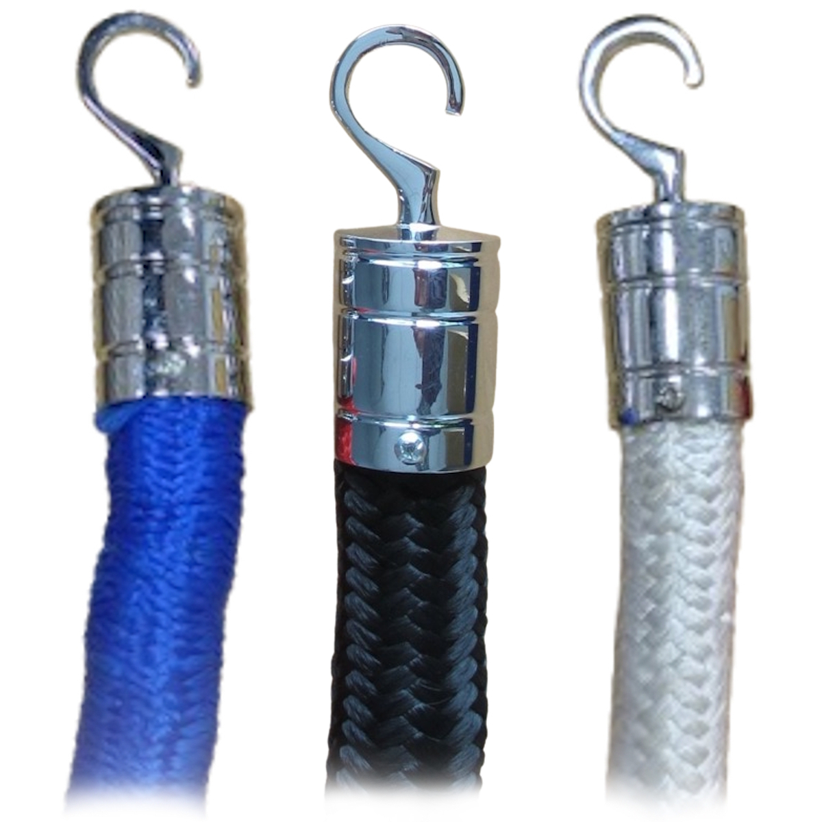 Barrier Rope 1Mtr x 25mm With Hooks - Black, Blue or White