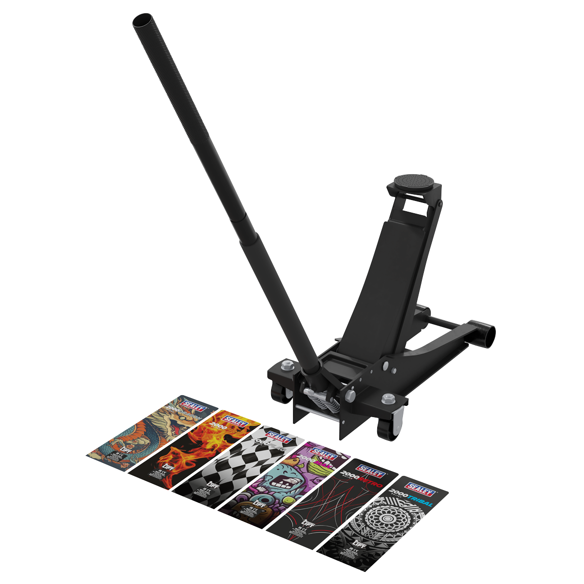 Sealey 2000CB Low Profile Custom Design Trolley Jack with Rocket Lift 2 Tonne - Black