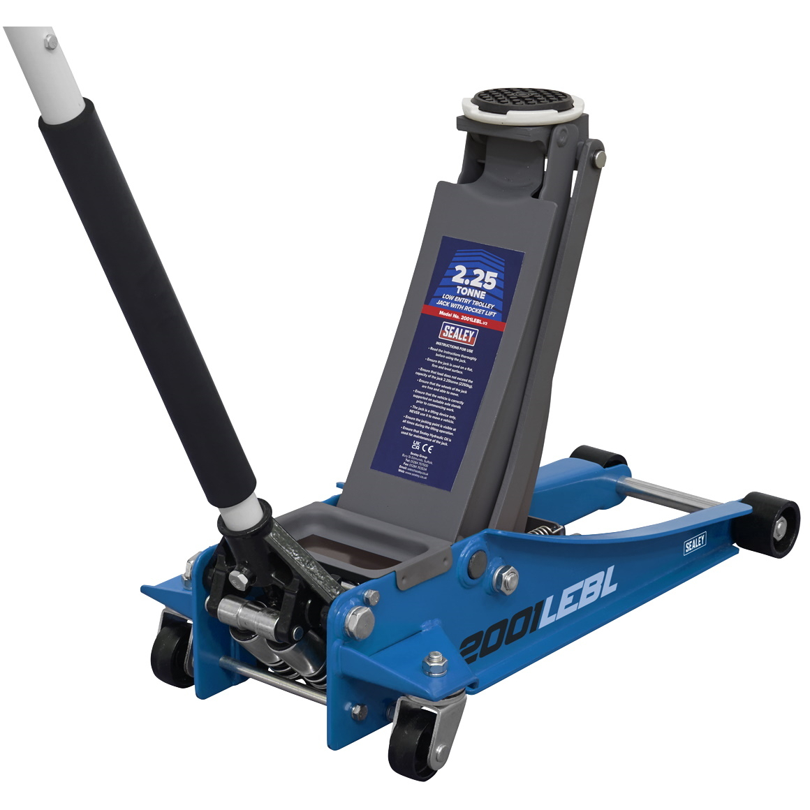 Sealey 2001LEBL Trolley Jack 2.25tonne Low Entry Rocket Lift Blue