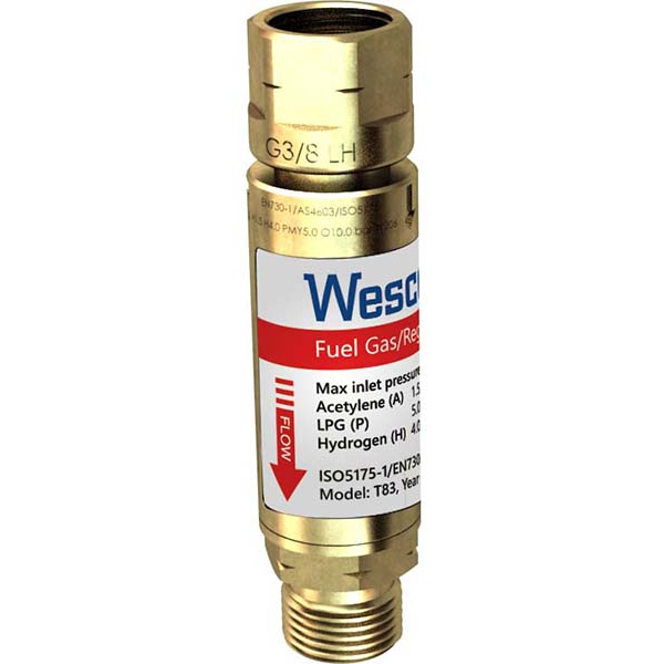 Wescol 2029 Type 83 Flashback Arrestor for Fuel Gas (3/8"BSP Left Hand Thread) 0241-040
