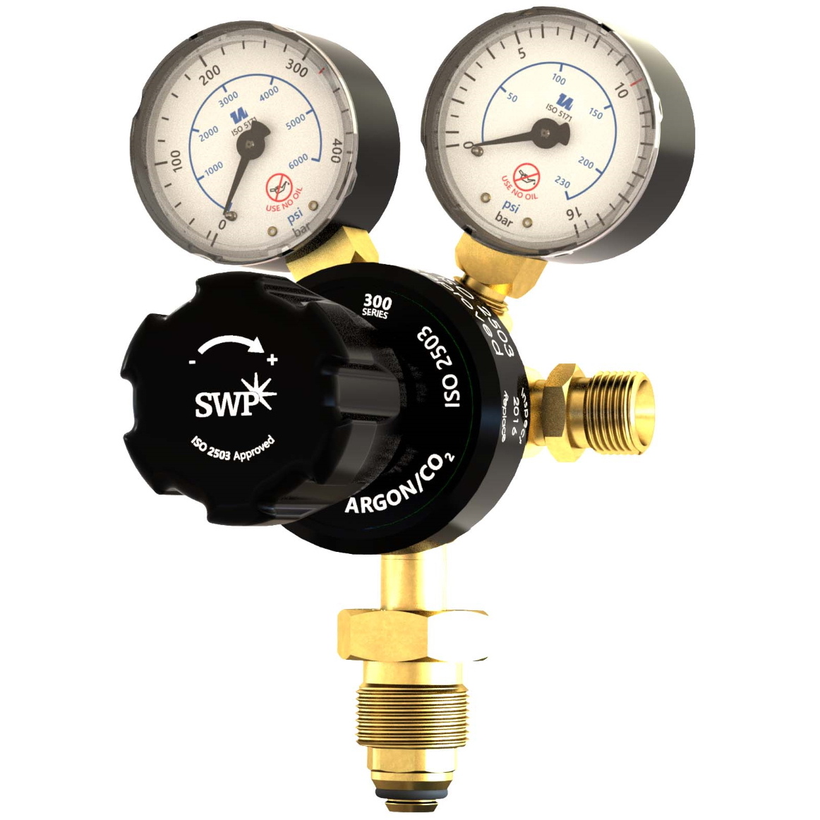 SWP 2051 Two-Gauge Single Stage Regulator Argon/Co2 10 Bar