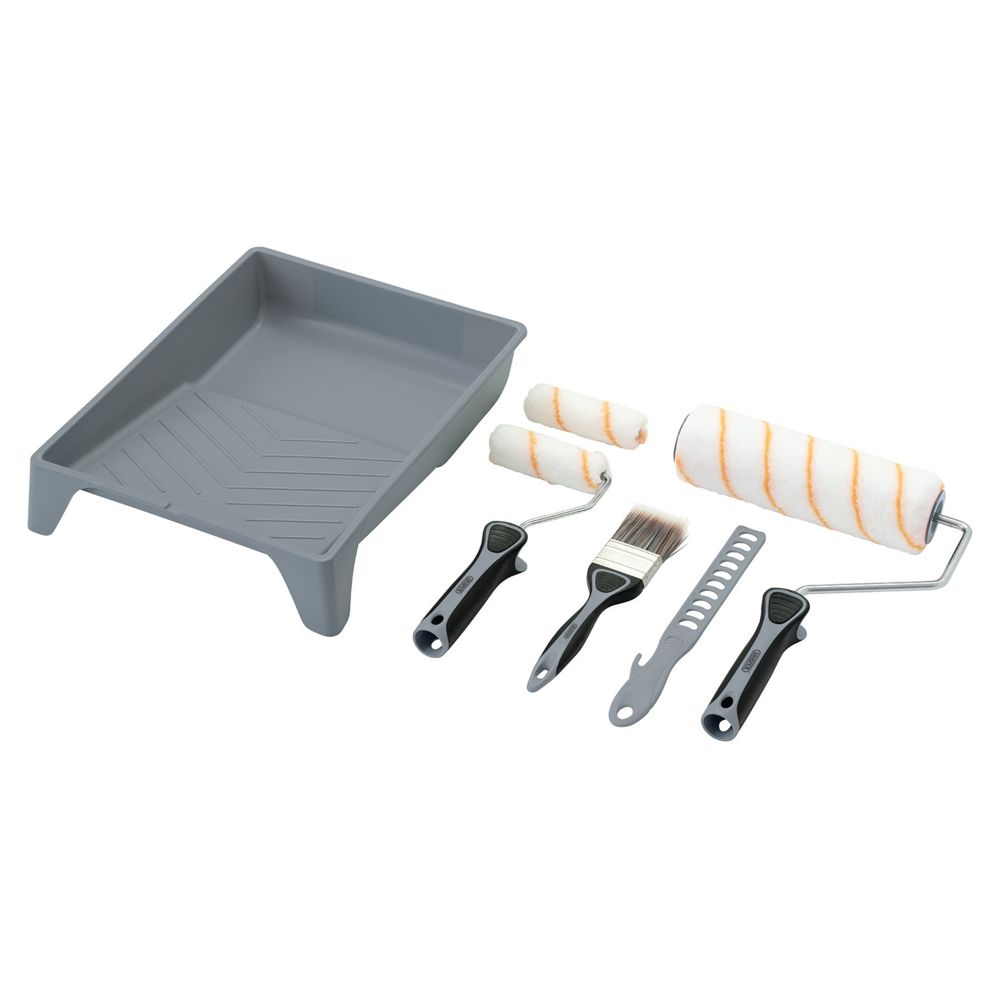 Draper 20787 PAINT-SET-1 Medium Pile Polyester Paint Roller And Brush Set With Soft Grip (8 Piece)