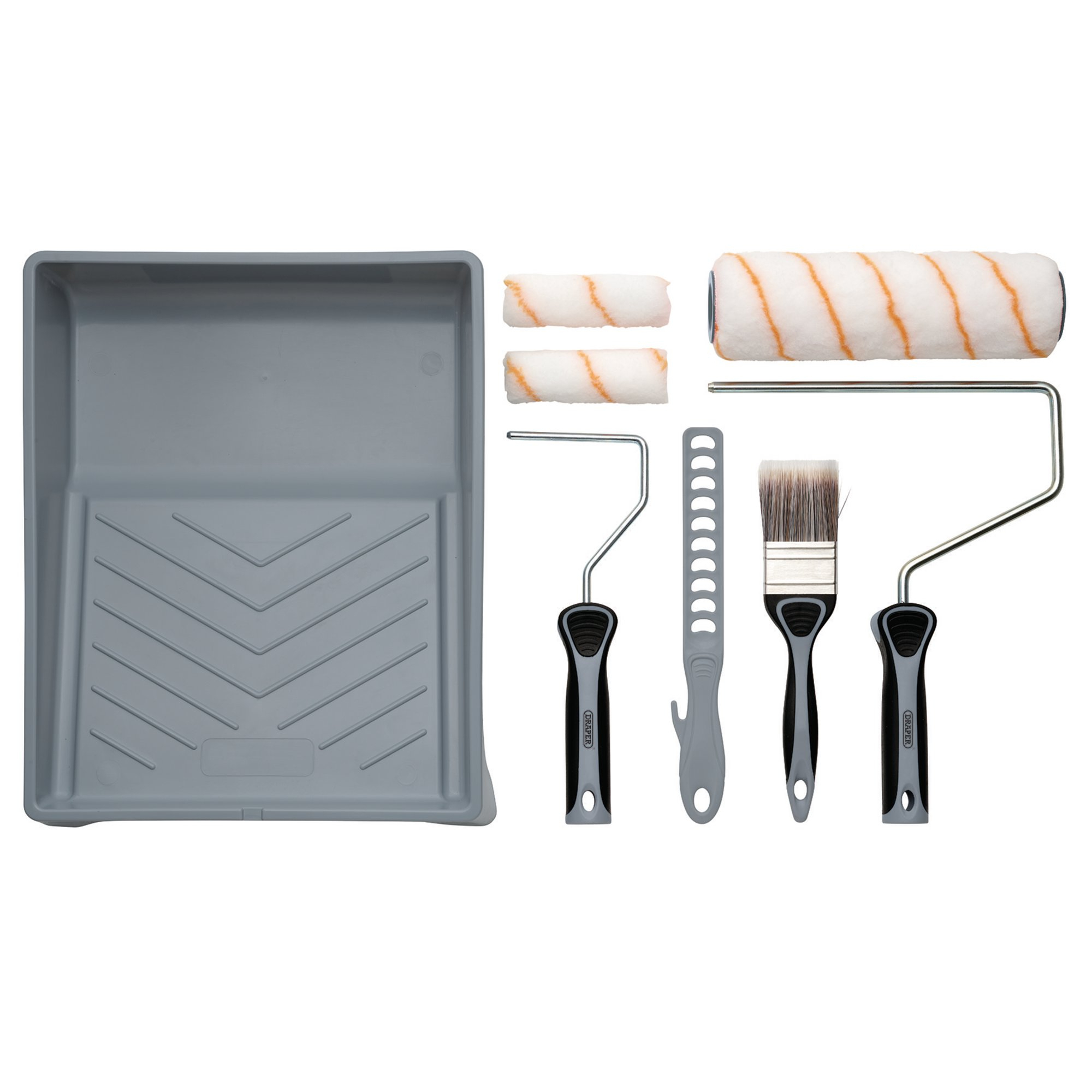 Draper 20787 PAINT-SET-1 Medium Pile Polyester Paint Roller And Brush Set With Soft Grip (8 Piece)