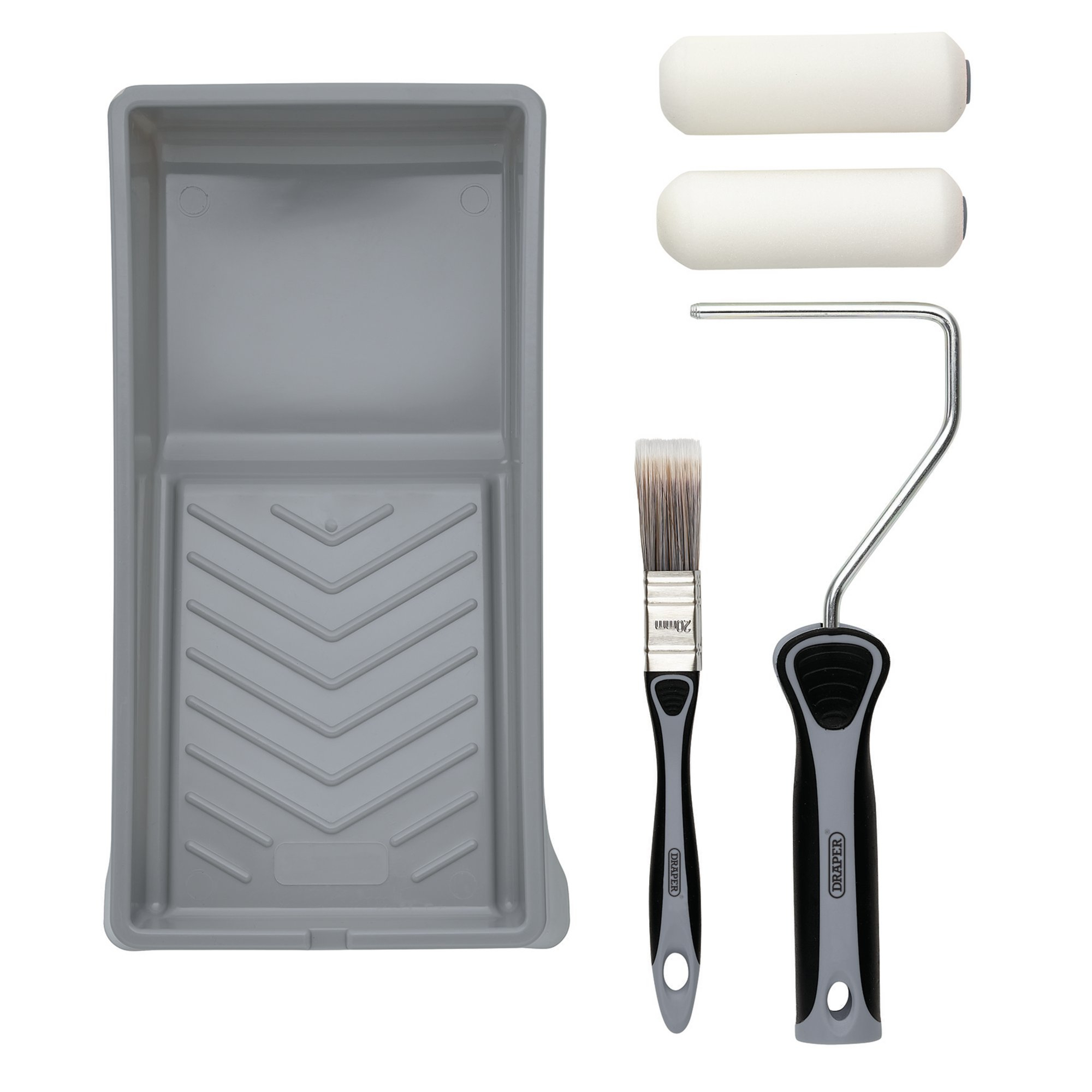Draper 20797 ROLL-SET-4G High Density Foam Paint Roller And Brush Set With Soft Grip (5 Piece)