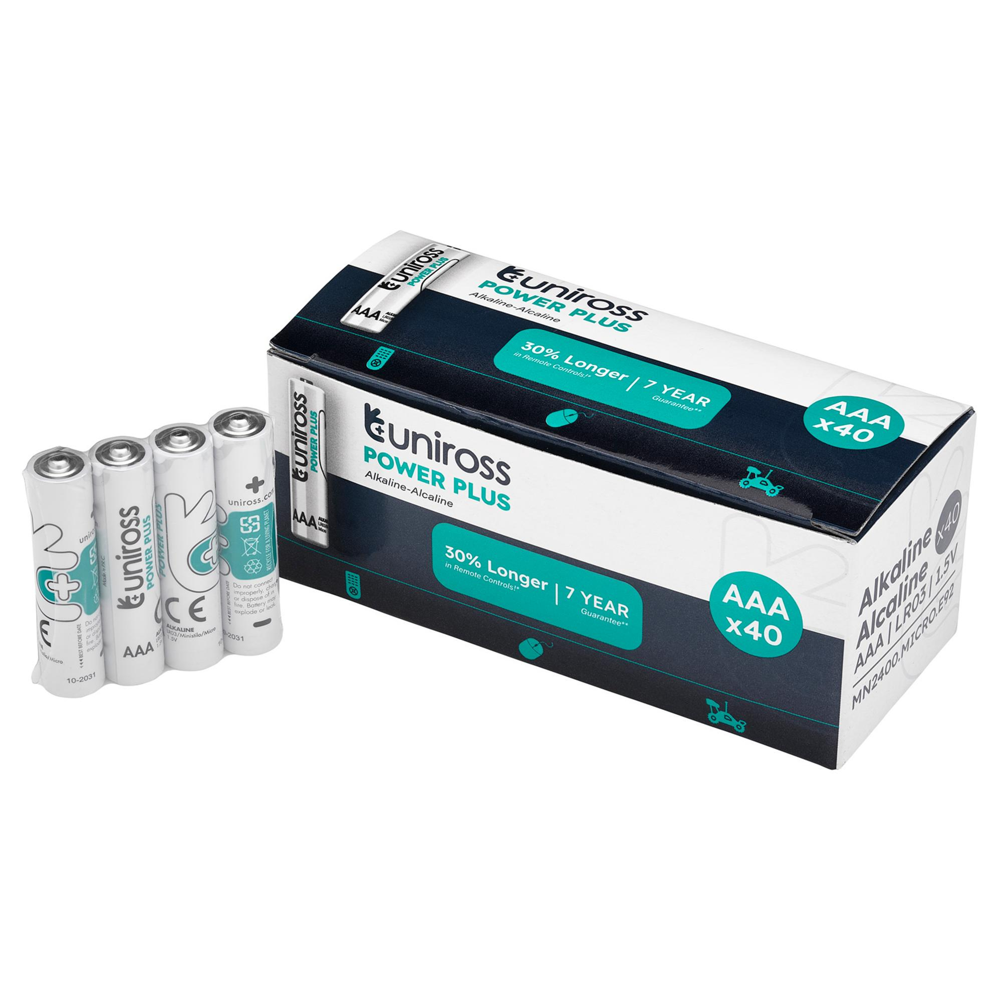 Draper 21605 UPPAAABX40 Uniross Lr03 Aaa Power Plus Alkaline Batteries (Pack Of 40)
