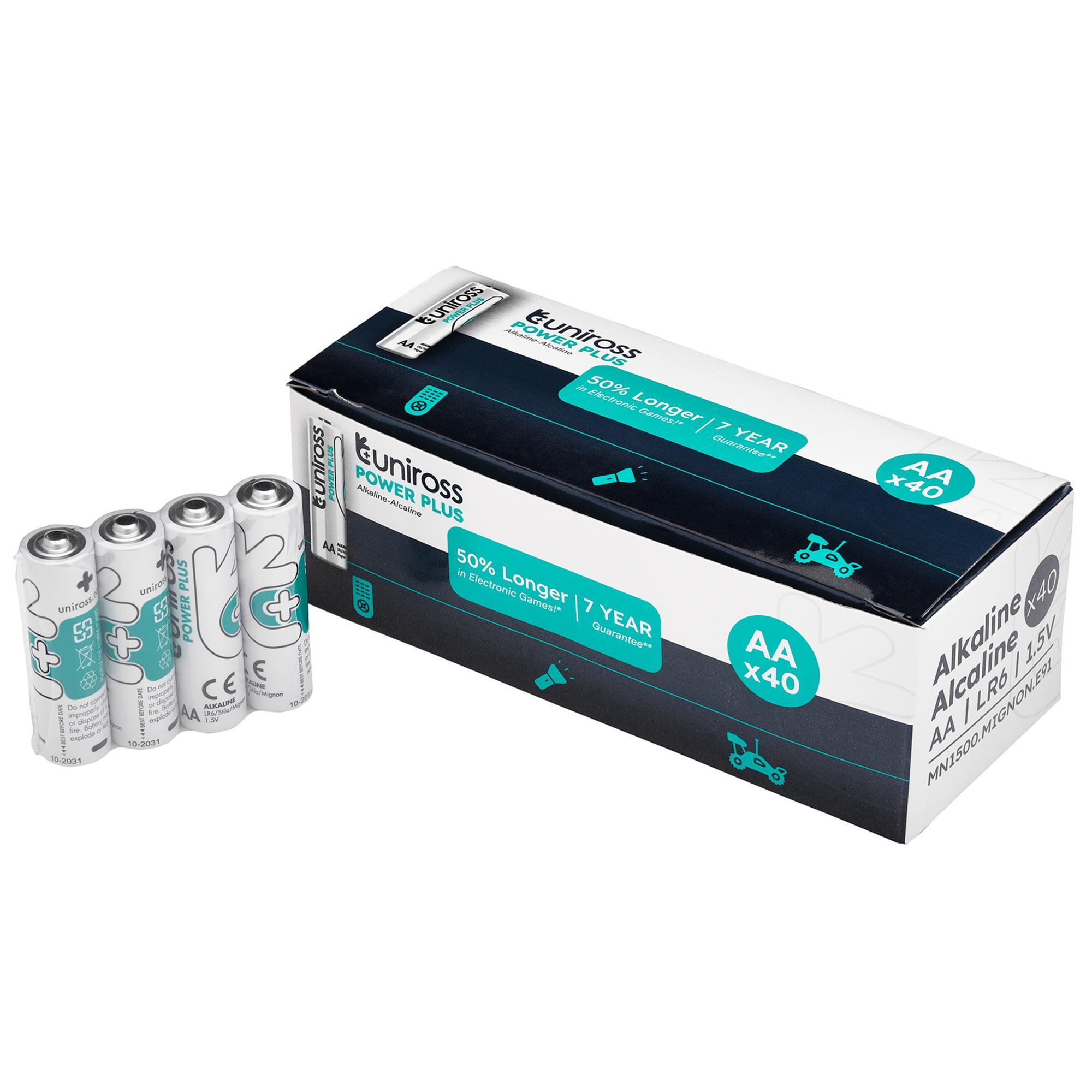 Draper 21609 UPPAABX40 Uniross Lr6 Aa Power Plus Alkaline Batteries (Pack Of 40)