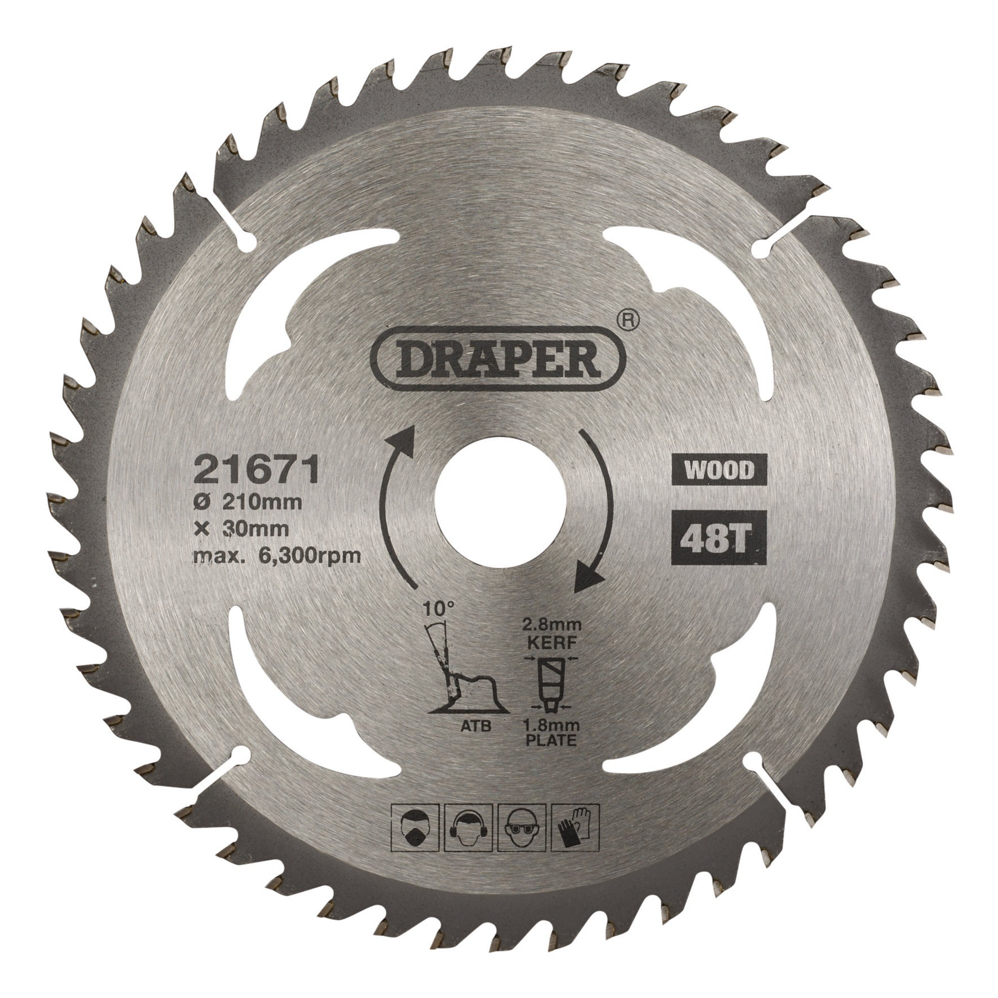 Draper 21671 SBW9 Tct Circular Saw Blade For Wood, 210 X 30mm, 48 T