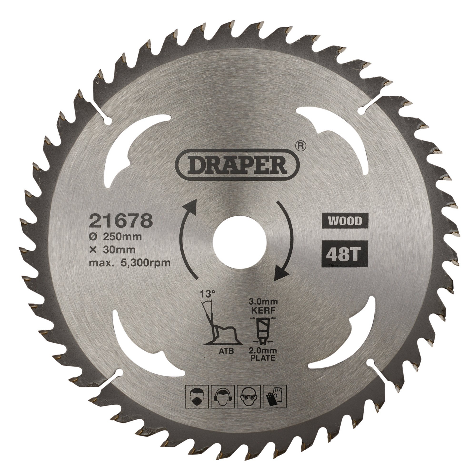 Draper 21678 SBW11 Tct Circular Saw Blade For Wood, 250 X 30mm, 48 T