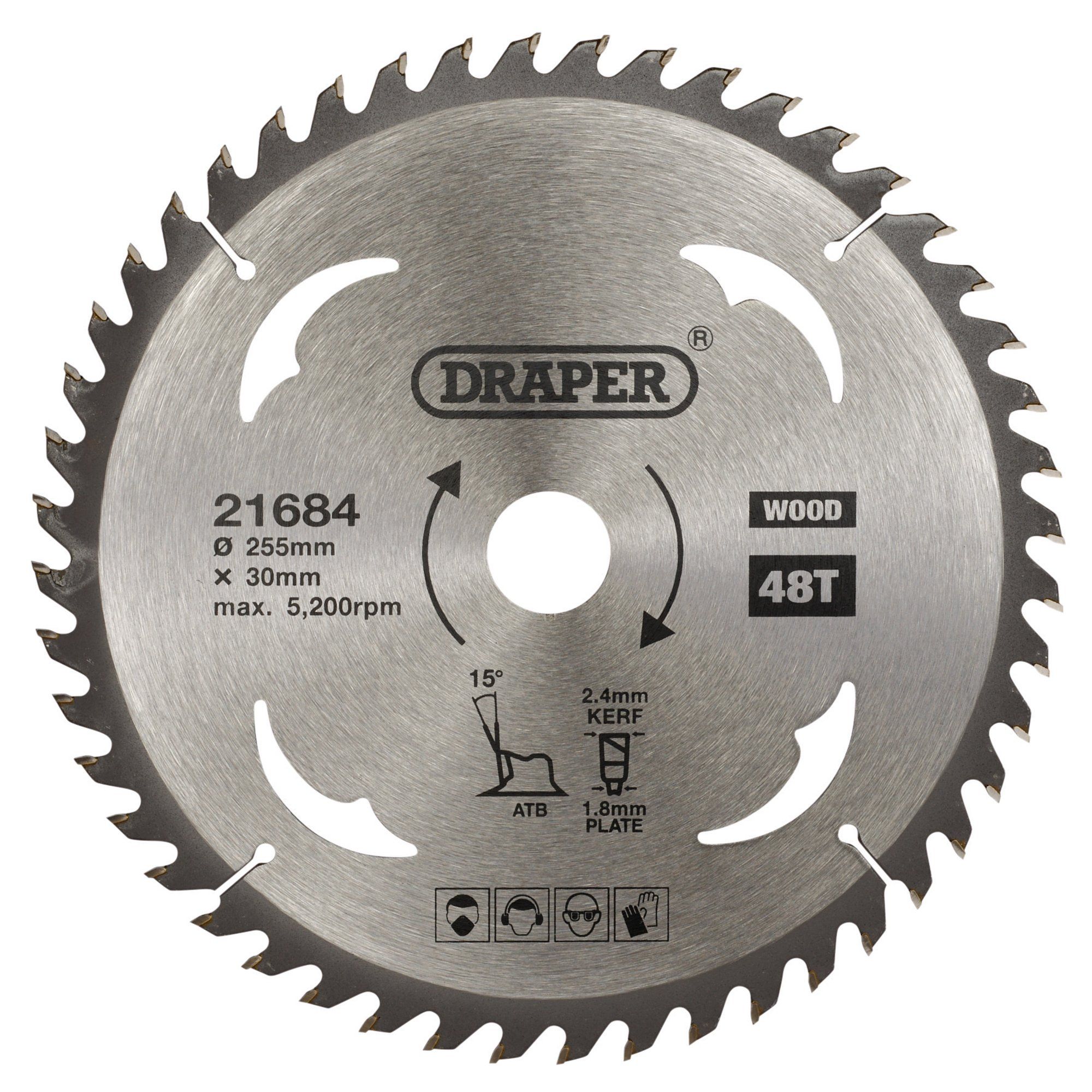 Draper 21684 SBW14 Tct Circular Saw Blade For Wood, 255 X 30mm, 48 T