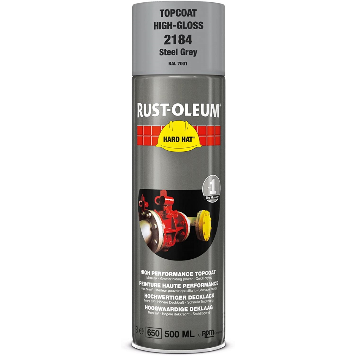 Rustoleum 2184 RAL Steel Grey RAL 7001 Hard Hat Topcoat 500ml Aerosol Spray Paint