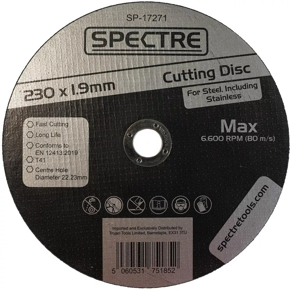 Spectre SP-17271 230mm x 1.9mm 9" Industrial Quality Metal Cutting Disc
