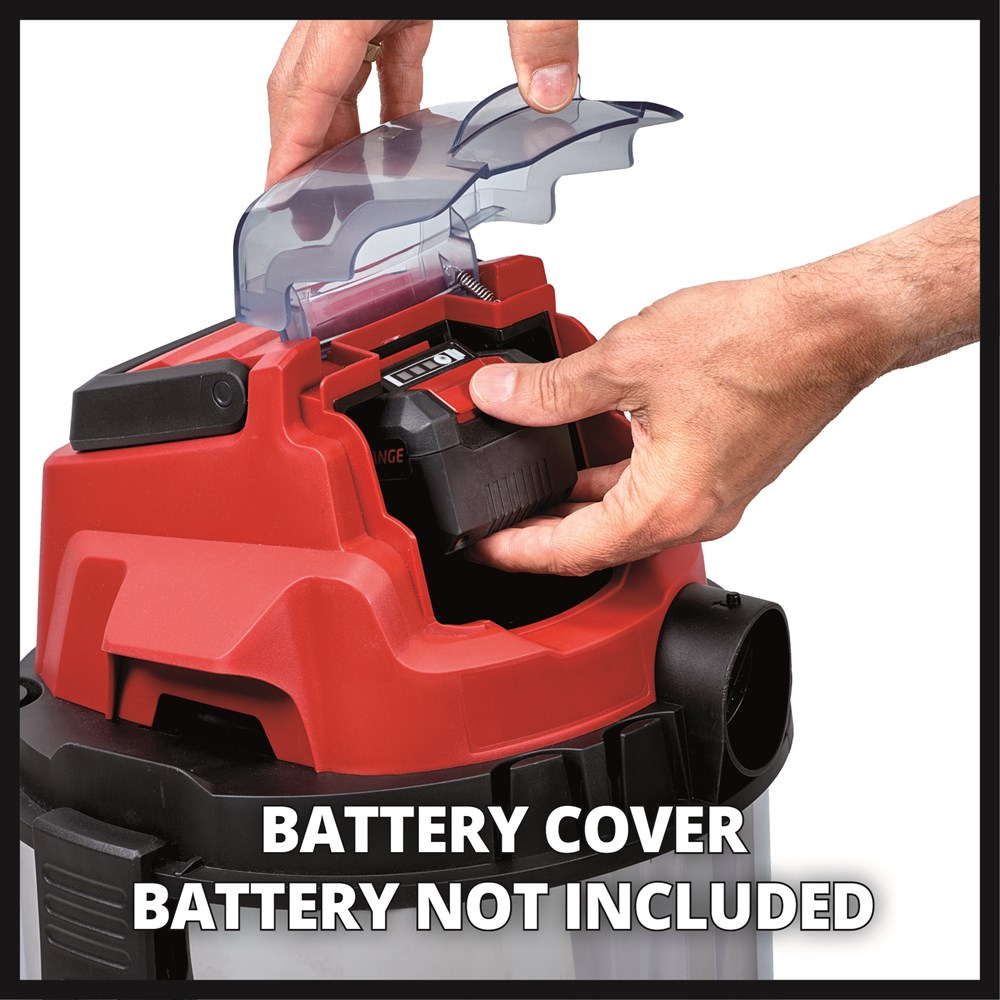Einhell TC-VC 18/20 Li S-Solo Body Only 18V Power X-Change 20 Litre Stainless Steel Wet & Dry Vac