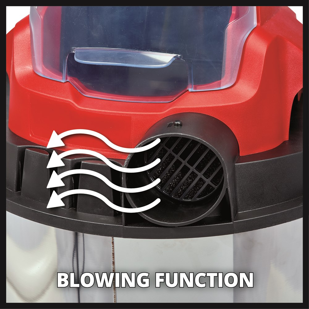 Einhell TC-VC 18/20 Li S-Solo Body Only 18V Power X-Change 20 Litre Stainless Steel Wet & Dry Vac