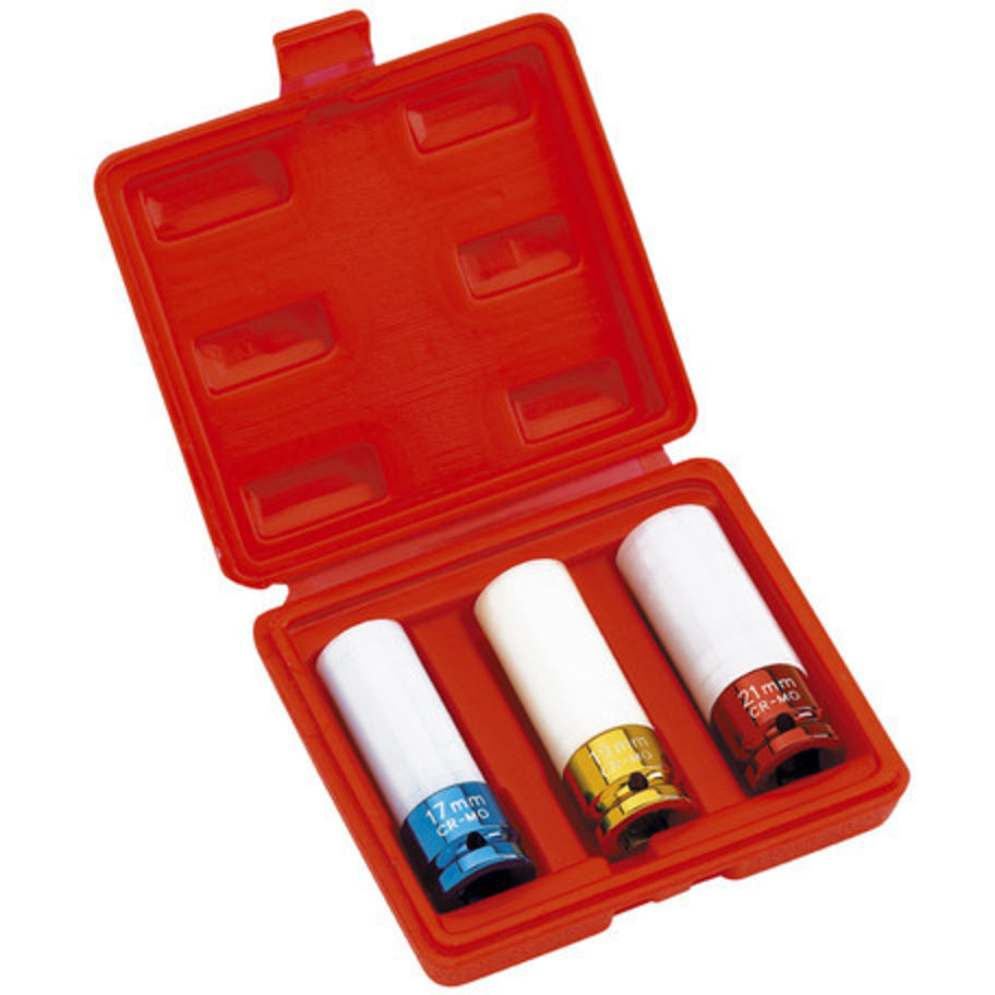 Clarke 1700584 PRO184 1/2" Square Drive Alloy Wheel Thin Wall Impact Socket Set 3 Piece