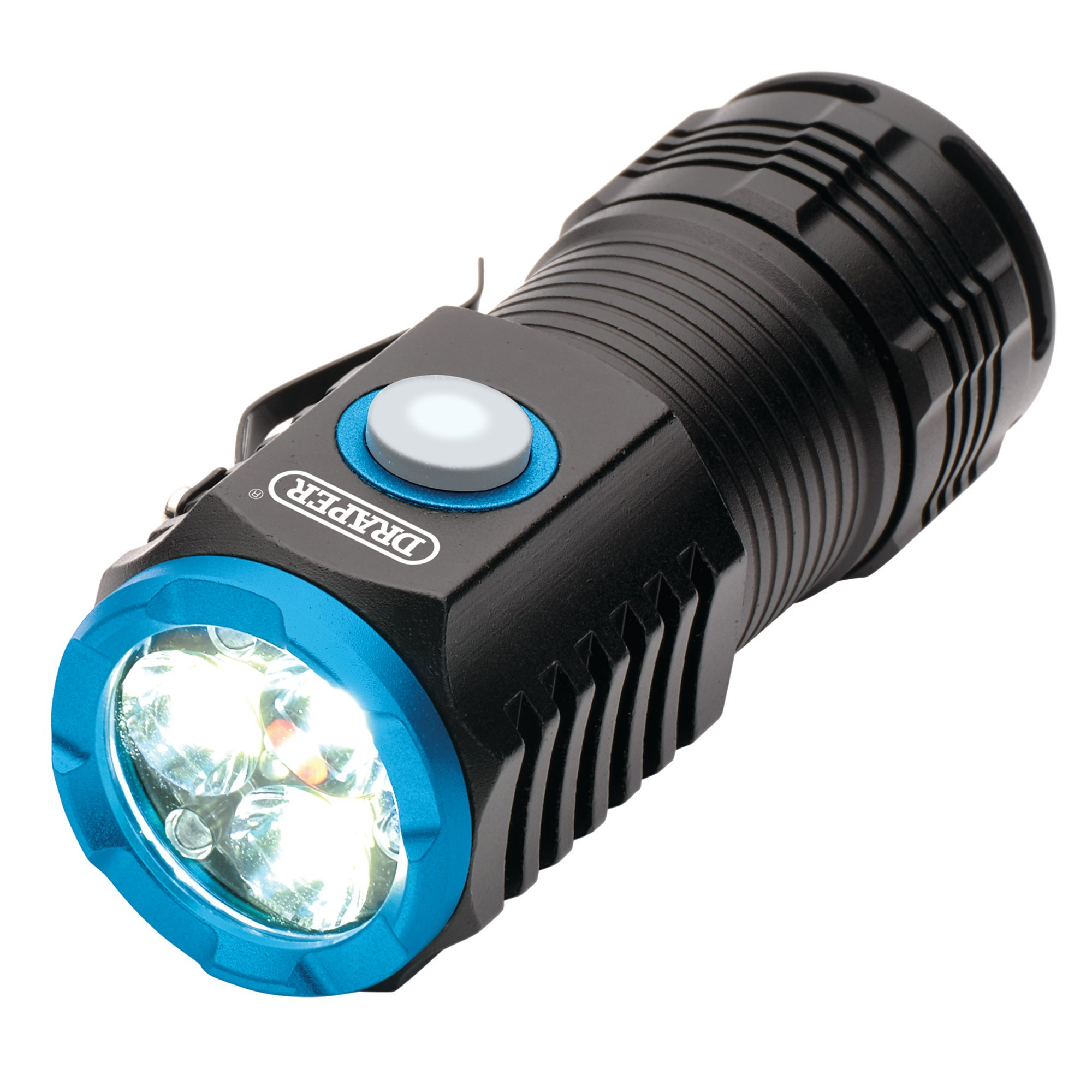 Draper 24258 PFL2000 Led Rechargeable Pocket Torch, 3 X 8 W, 1800 Lumens, Usb C Cable Supplied