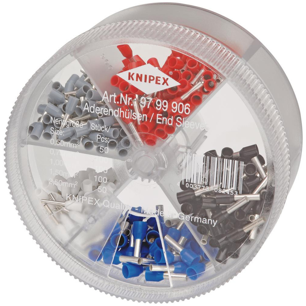 Knipex  97 99 906 Assortment Boxes with 450 insulated Wire Ferrules 5 x Wire Ferrule Sets 24633