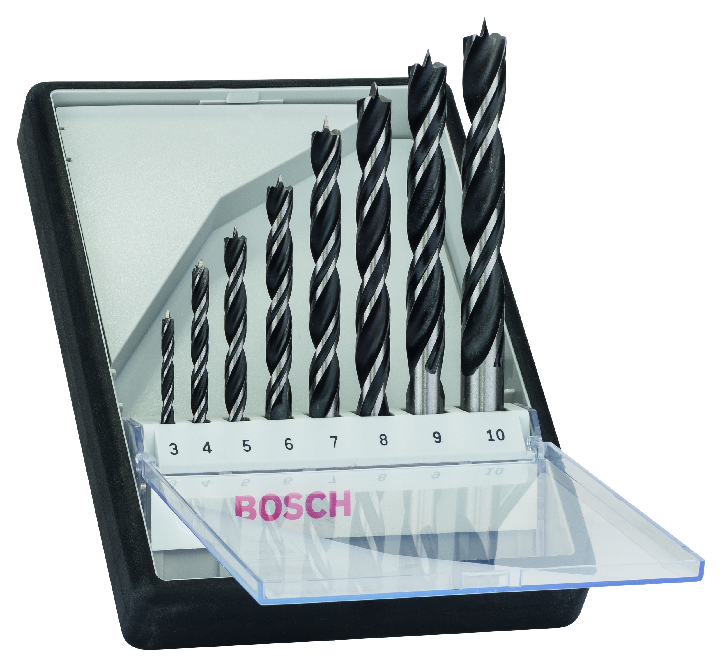 Bosch PRO 2607010533 8-Piece Robust Line Brad Point Drill Bit Set 3; 4; 5; 6; 7; 8; 9; 10mm (1 Pack Of 8)