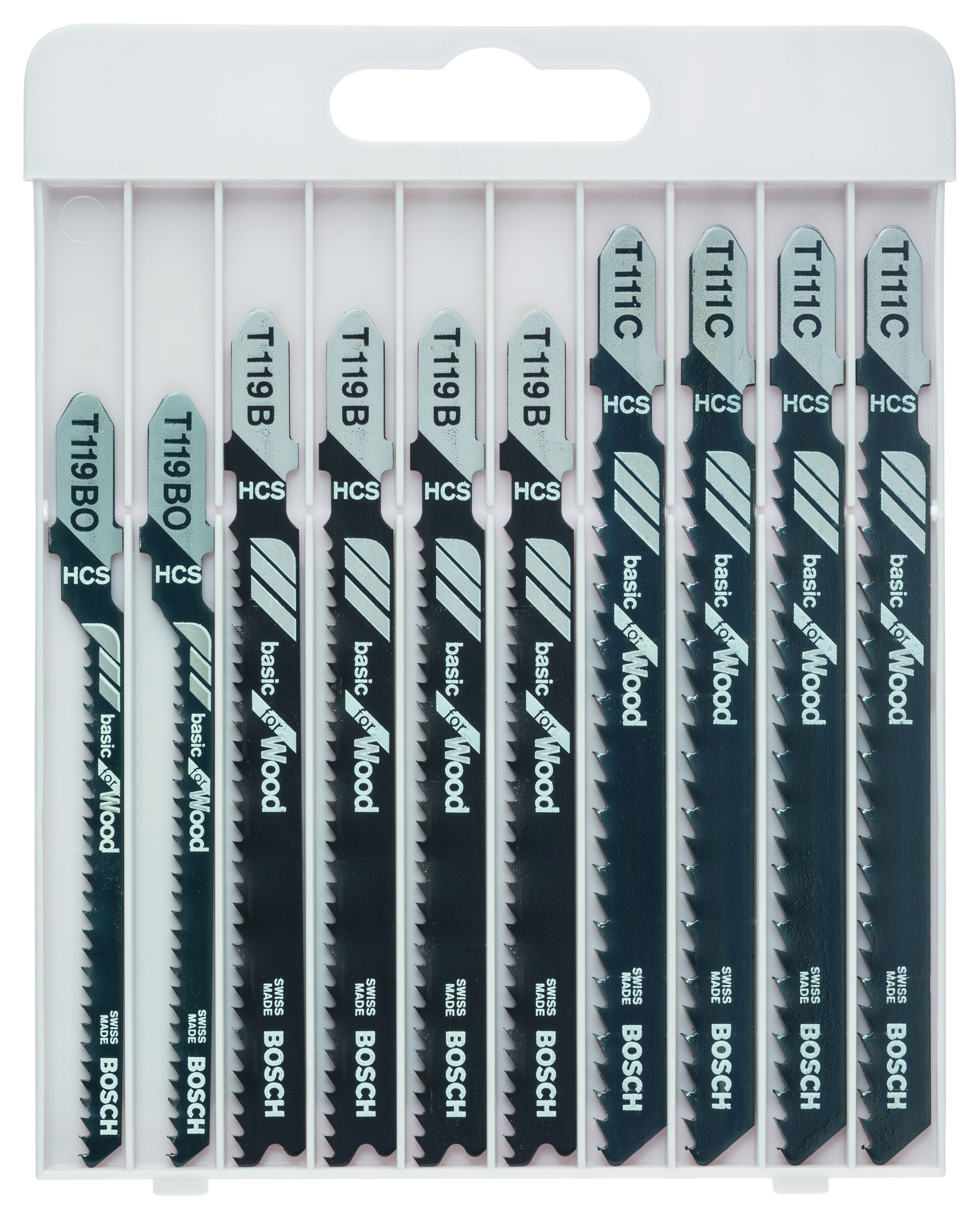 Bosch 2607010629 10-Piece Jigsaw Blade Set Basic For Wood T 119 Bo (2X); T 119 B (4X); T 111 C (4X)