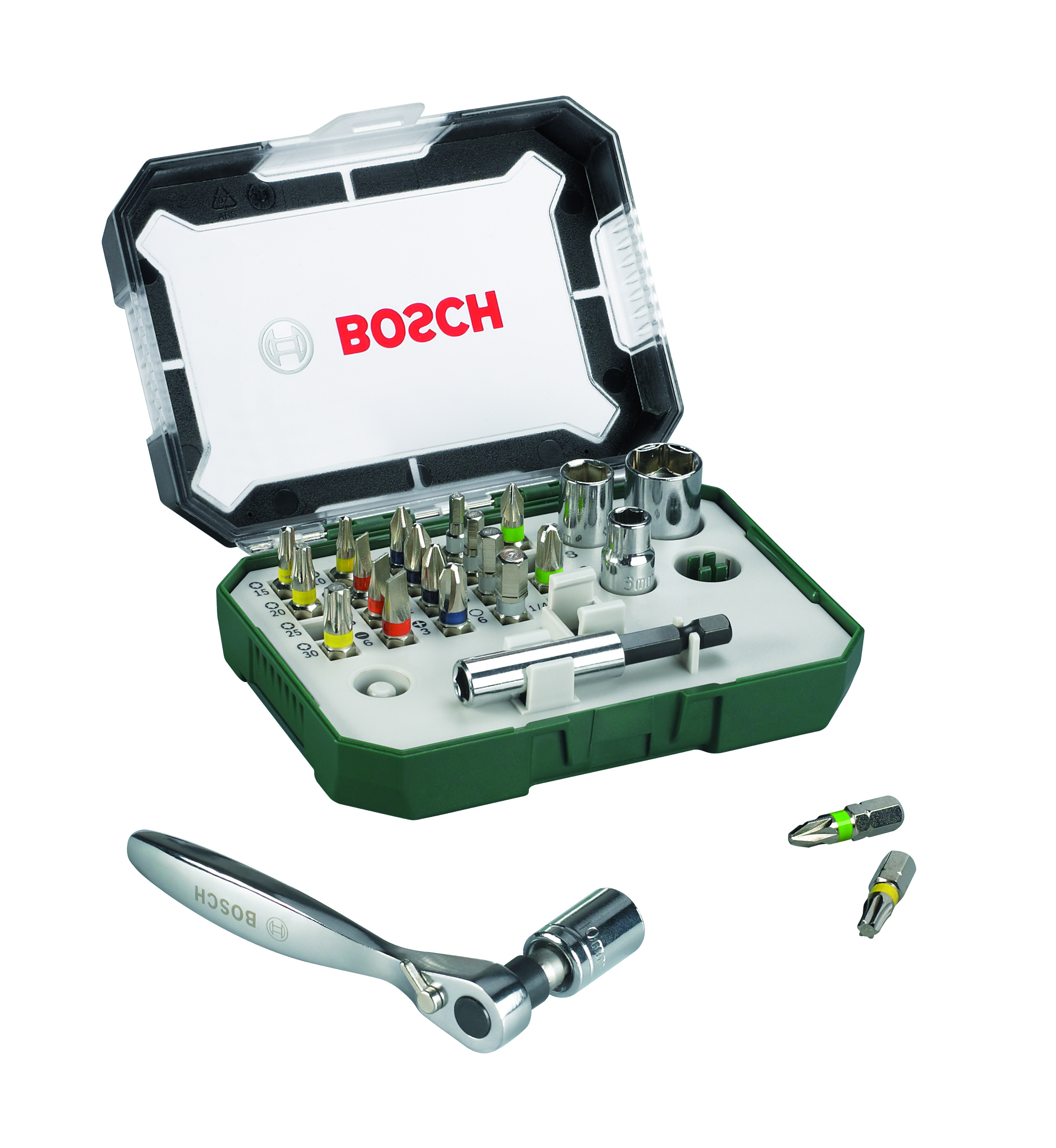 Bosch 2607017322 26-Piece Screwdriver Bit And Ratchet Set (Carton of 12 Sets)