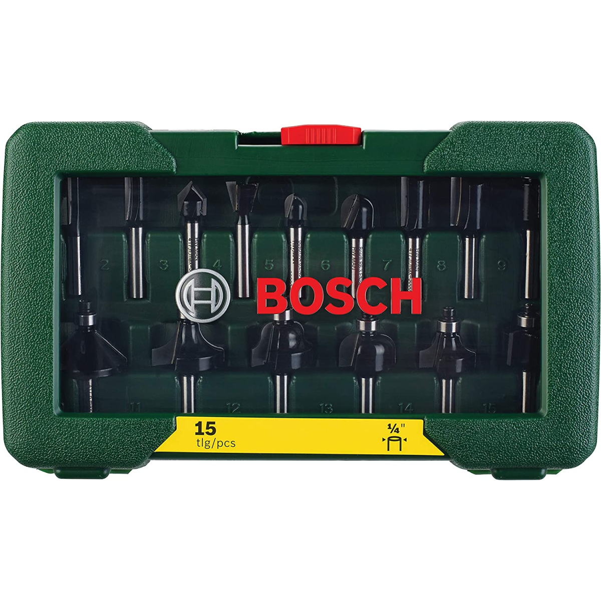 Bosch 2607019468 15-Piece Tc Router Bit Set (1/4" Shank) (1 Pack Of 15)