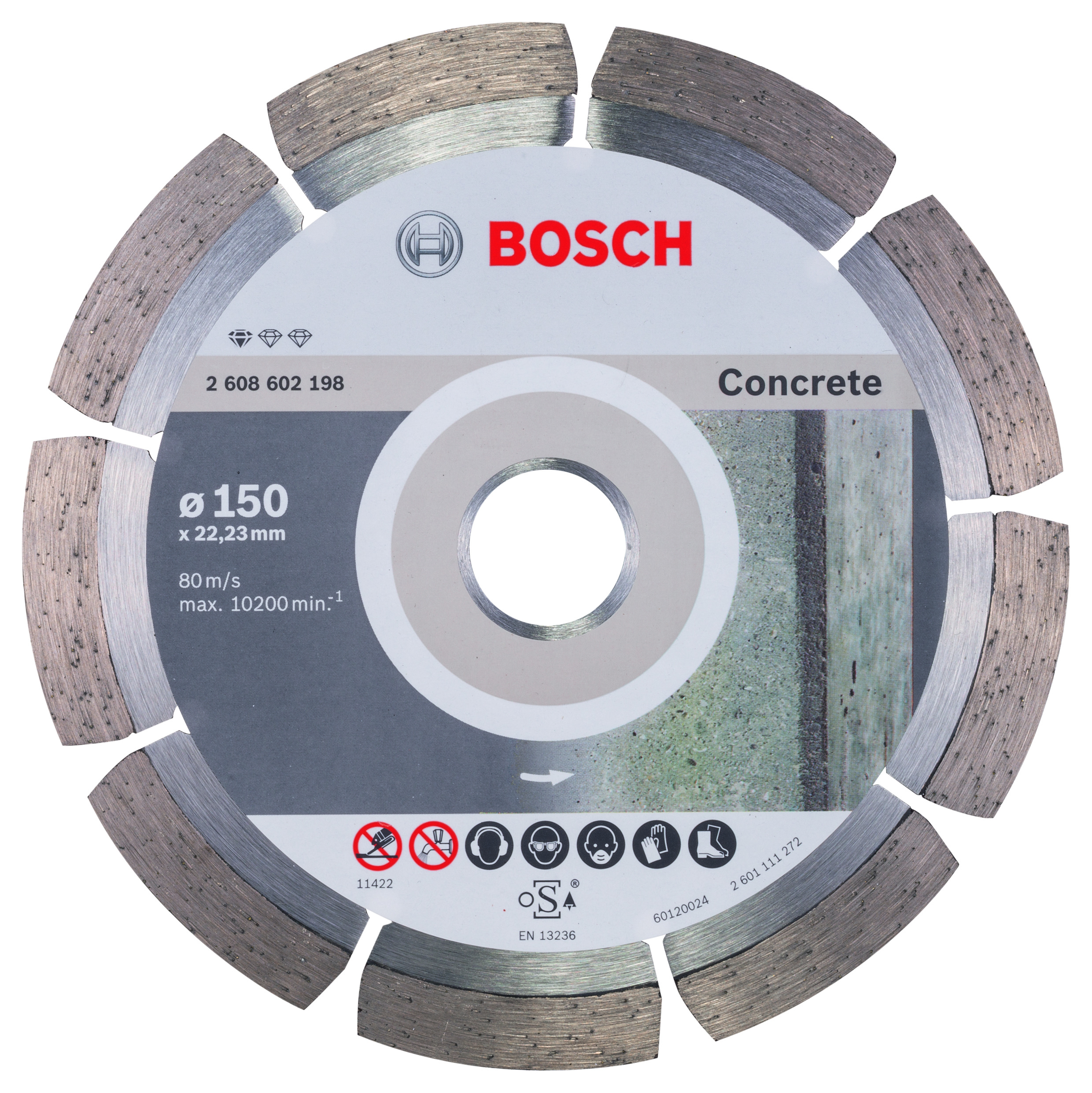Bosch 2608602198 Standard For Concrete Diamond Cutting Disc 150 X 22,23 X 2 X 10mm (1 Pack Of 1)