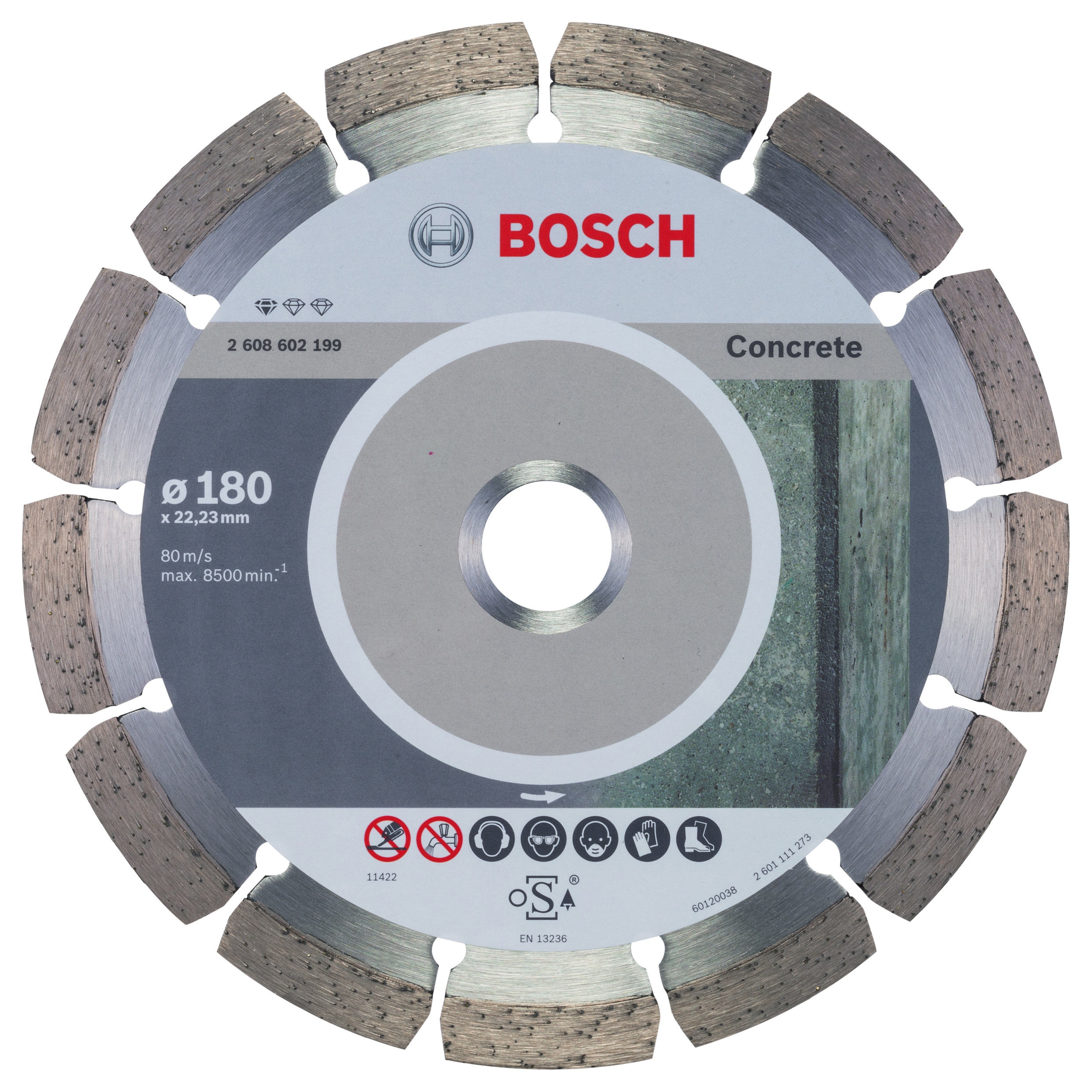 Bosch 2608602199 Standard For Concrete Diamond Cutting Disc 180 X 22,23 X 2 X 10mm (1 Pack Of 1)