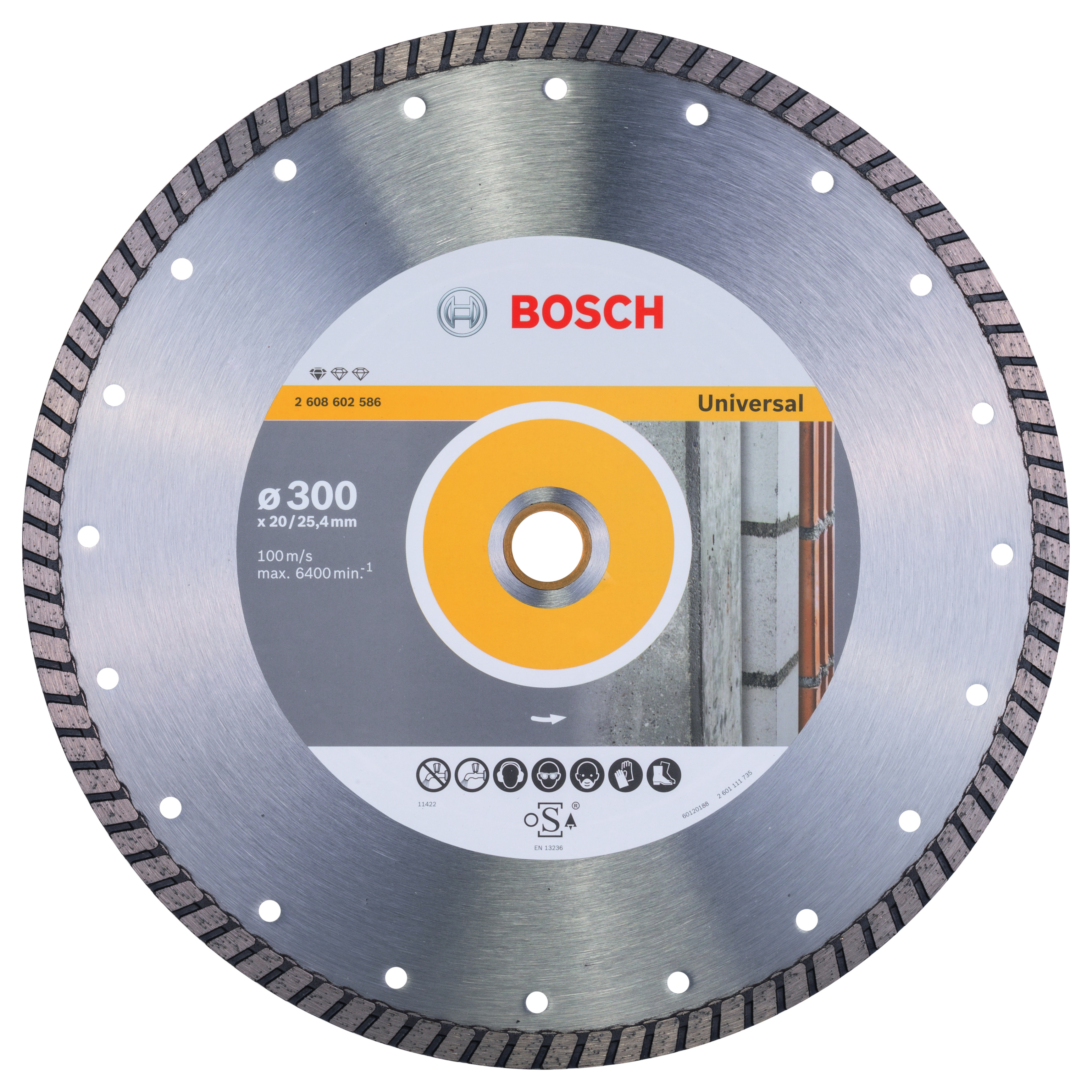 Bosch 2608602586 Standard For Universal Turbo Diamond Cutting Disc 300 X 20/25,40 X 3 X 10mm (1 Pack Of 1)