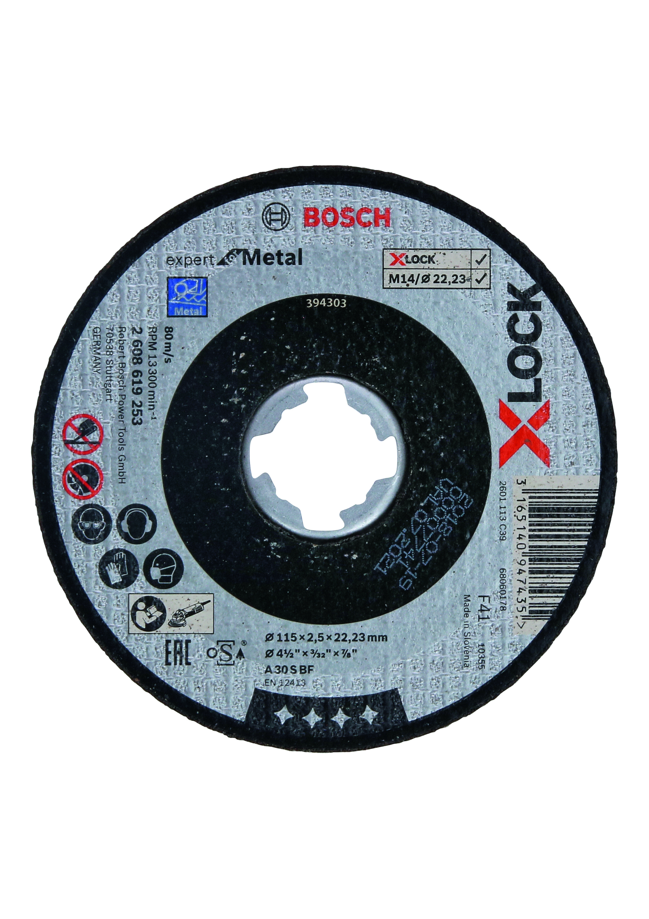 Bosch PRO 2608619253 X-Lock Expert For Metal 115X2.5X22.23 Straight Cutting A 30 S Bf, 115mm, 2,5mm (25 Packs Of 1)
