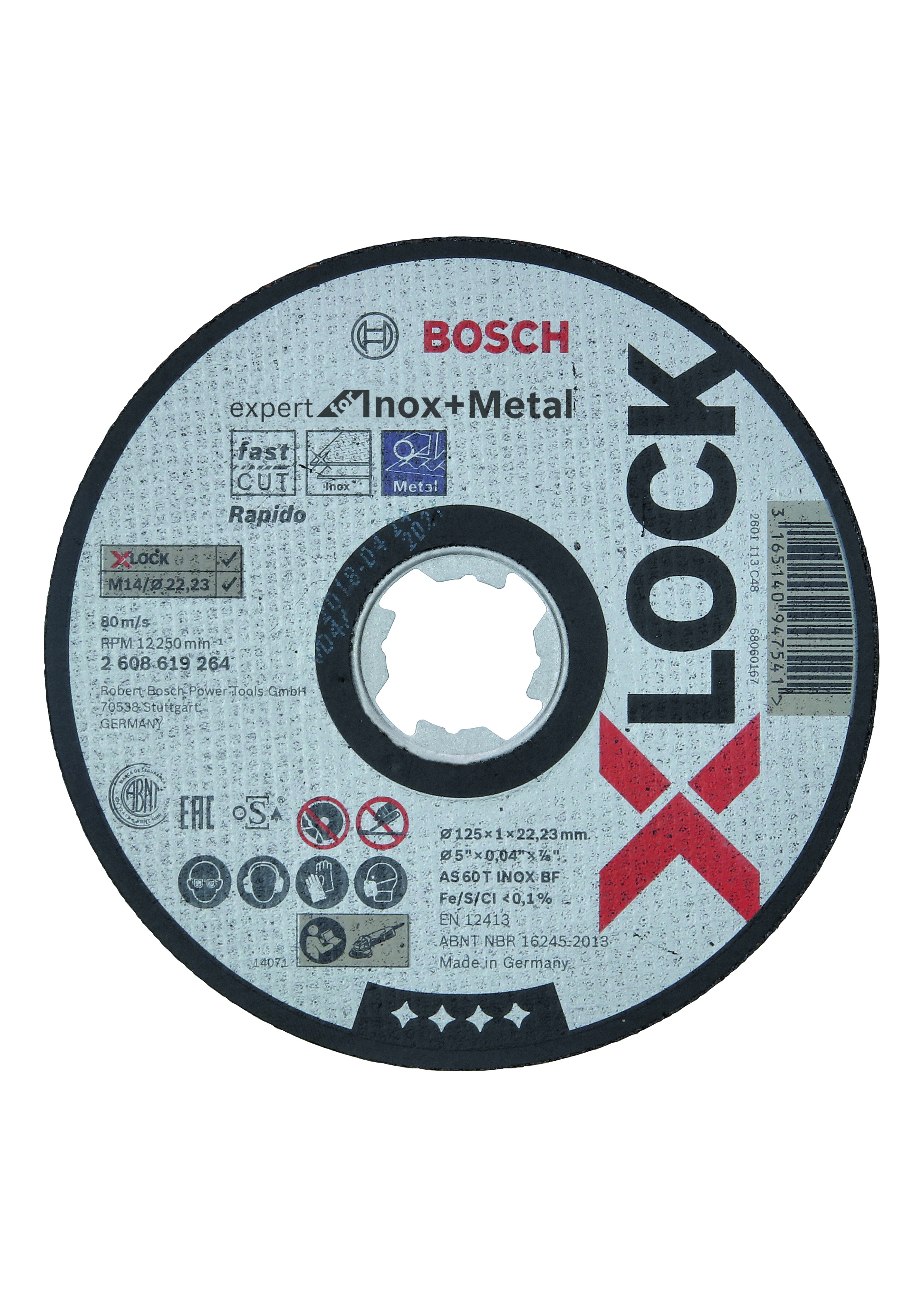 Bosch PRO 2608619264 X-Lock Expert For Inox+Metal 125X1X22.23 Straight Cutting As 60 T Inox Bf, 125mm, 1,0mm (25 Packs Of 1)