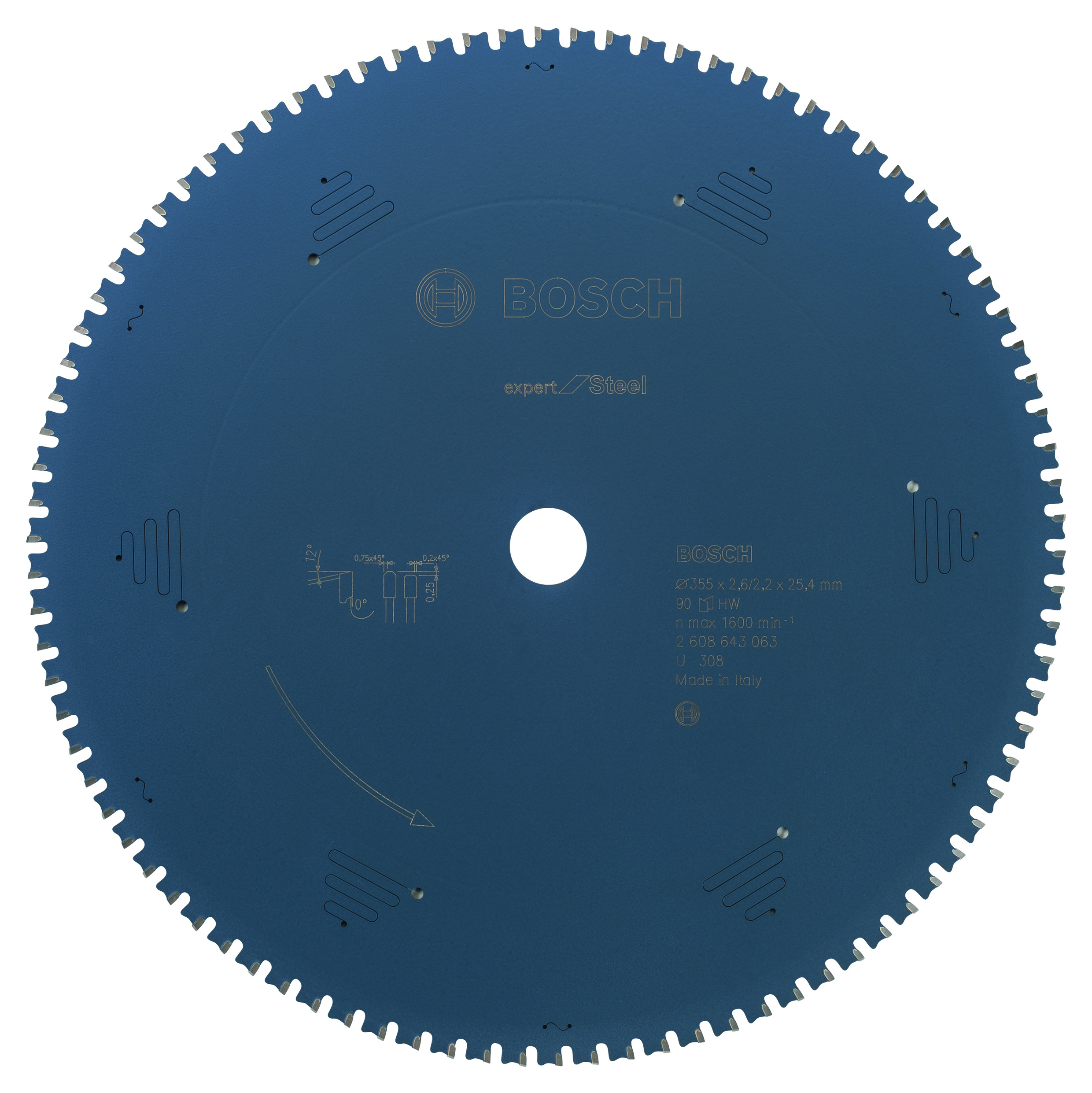 Bosch 2608643063 Circular Saw Blade Expert For Steel 355 X 25,4 X 2,6mm, 90 (1 Pack Of 1)
