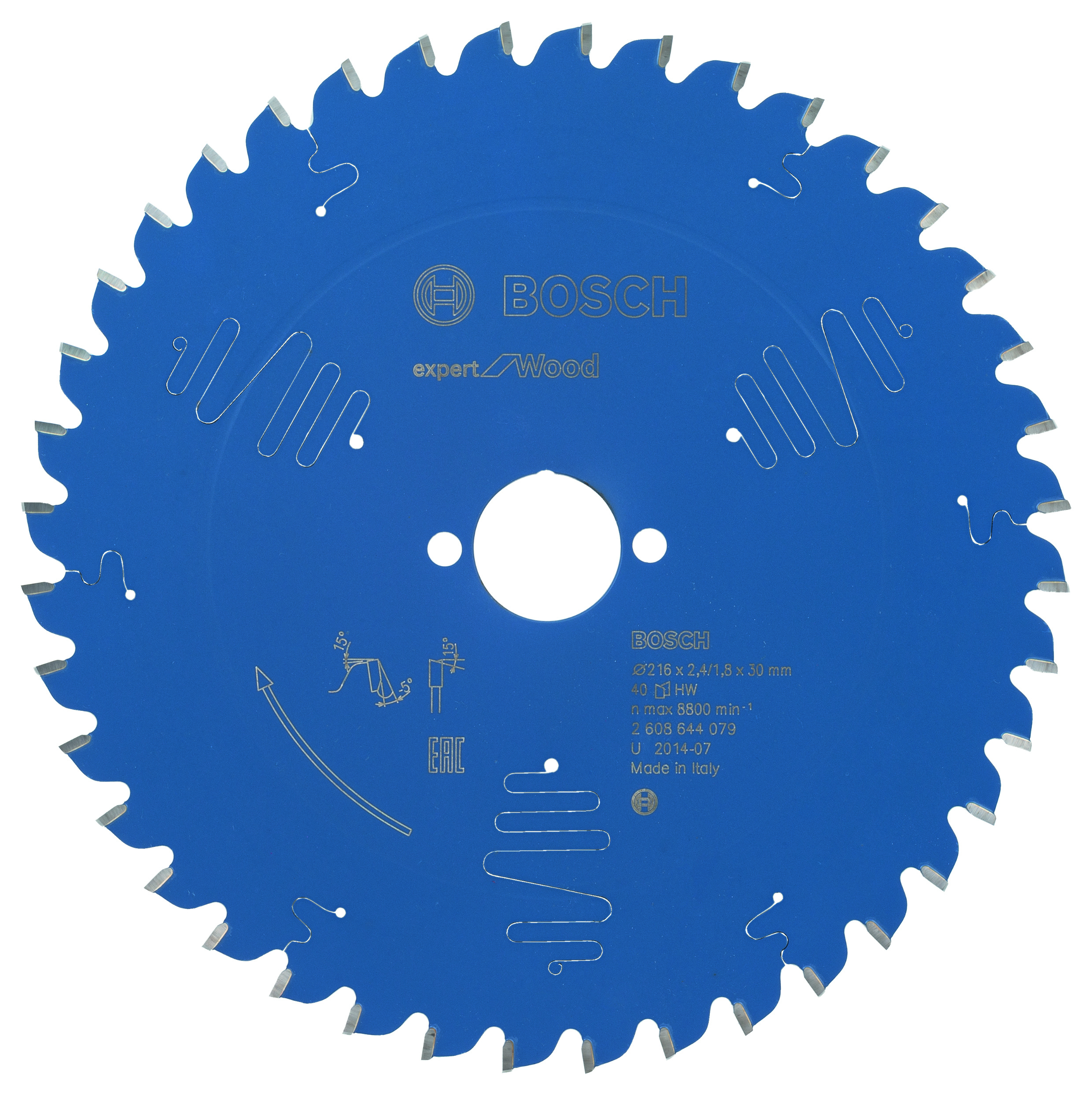 Bosch 2608644079 Circular Saw Blade Expert For Wood 216 X 30 X 2,4mm, 40 (1 Pack Of 1)