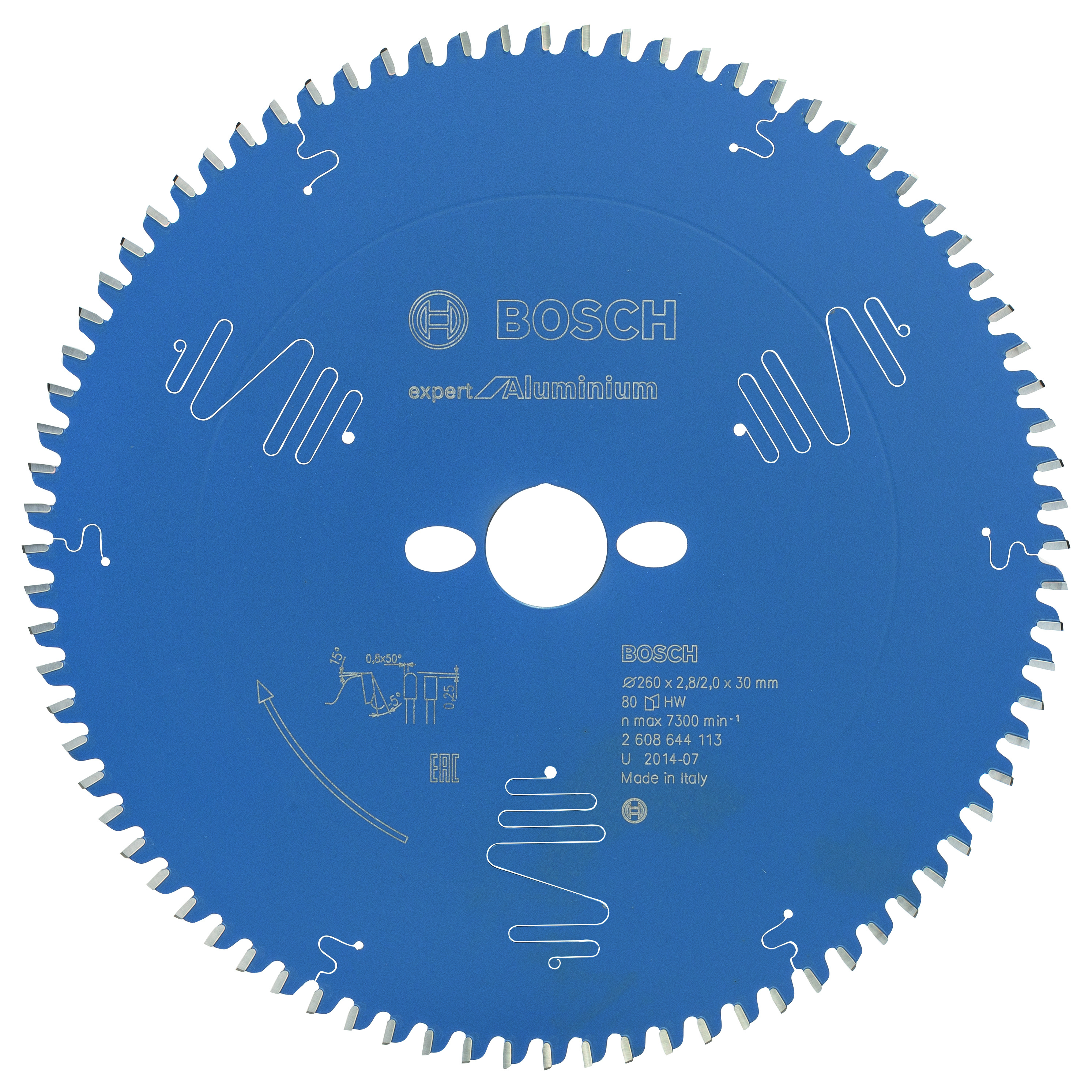 Bosch 2608644113 Circular Saw Blade Expert For Aluminium 260 X 30 X 2,8mm, 80 (1 Pack Of 1)