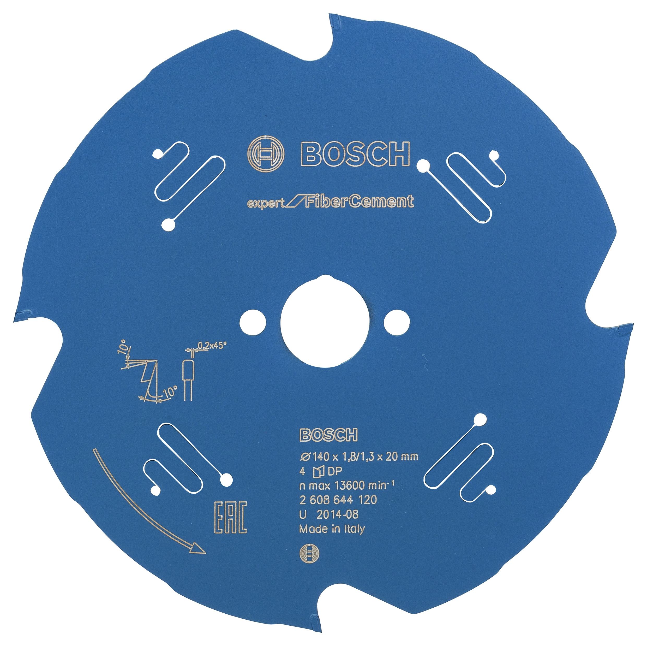 Bosch 2608644120 Circular Saw Blade Expert For Fibre Cement 140 X 20 X 1.8mm, 4 (1 Pack Of 1)
