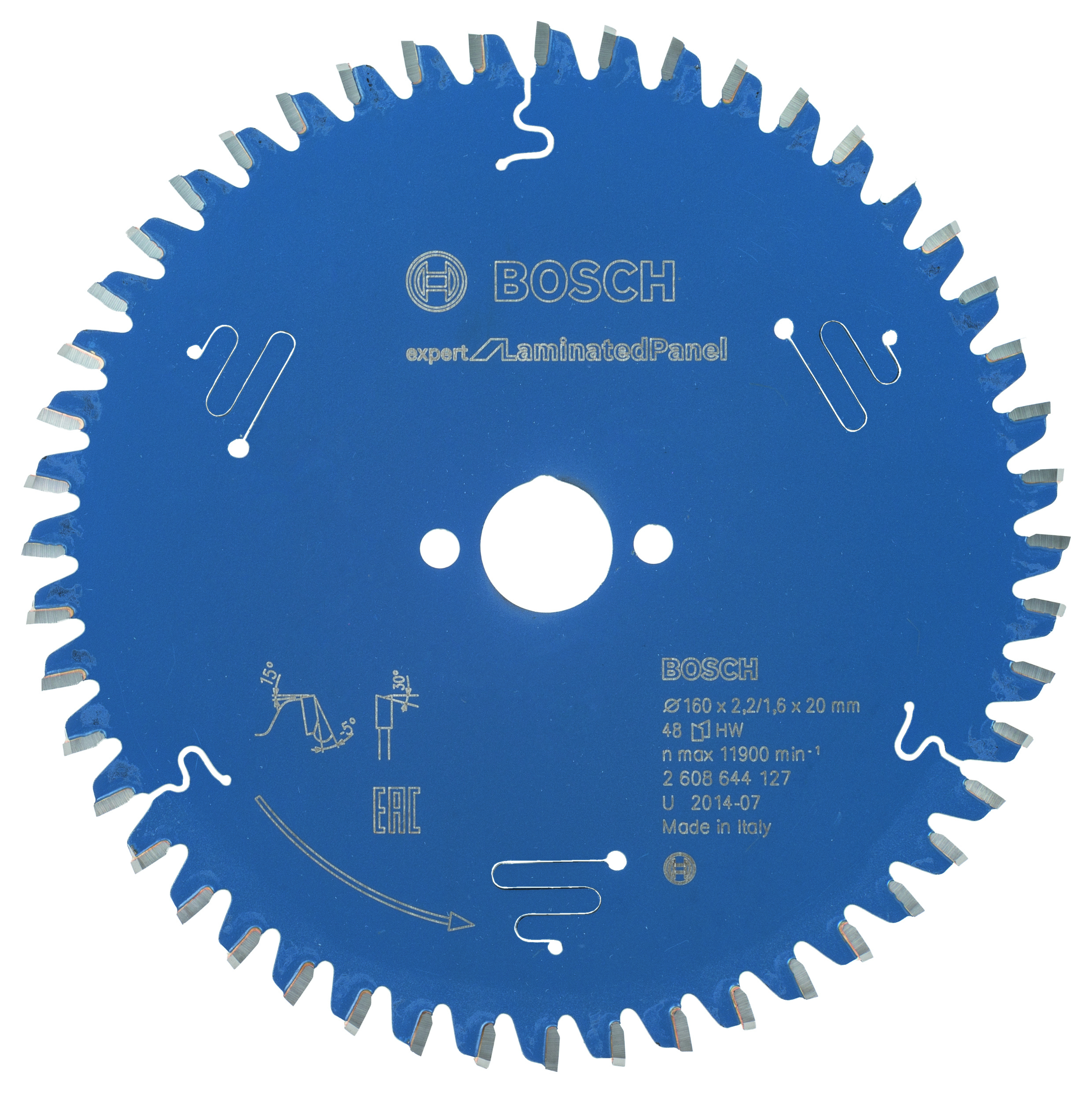 Bosch 2608644127 Circular Saw Blade Expert For Laminated Panel 160 X 20 X 2,2mm, 48 (1 Pack Of 1)
