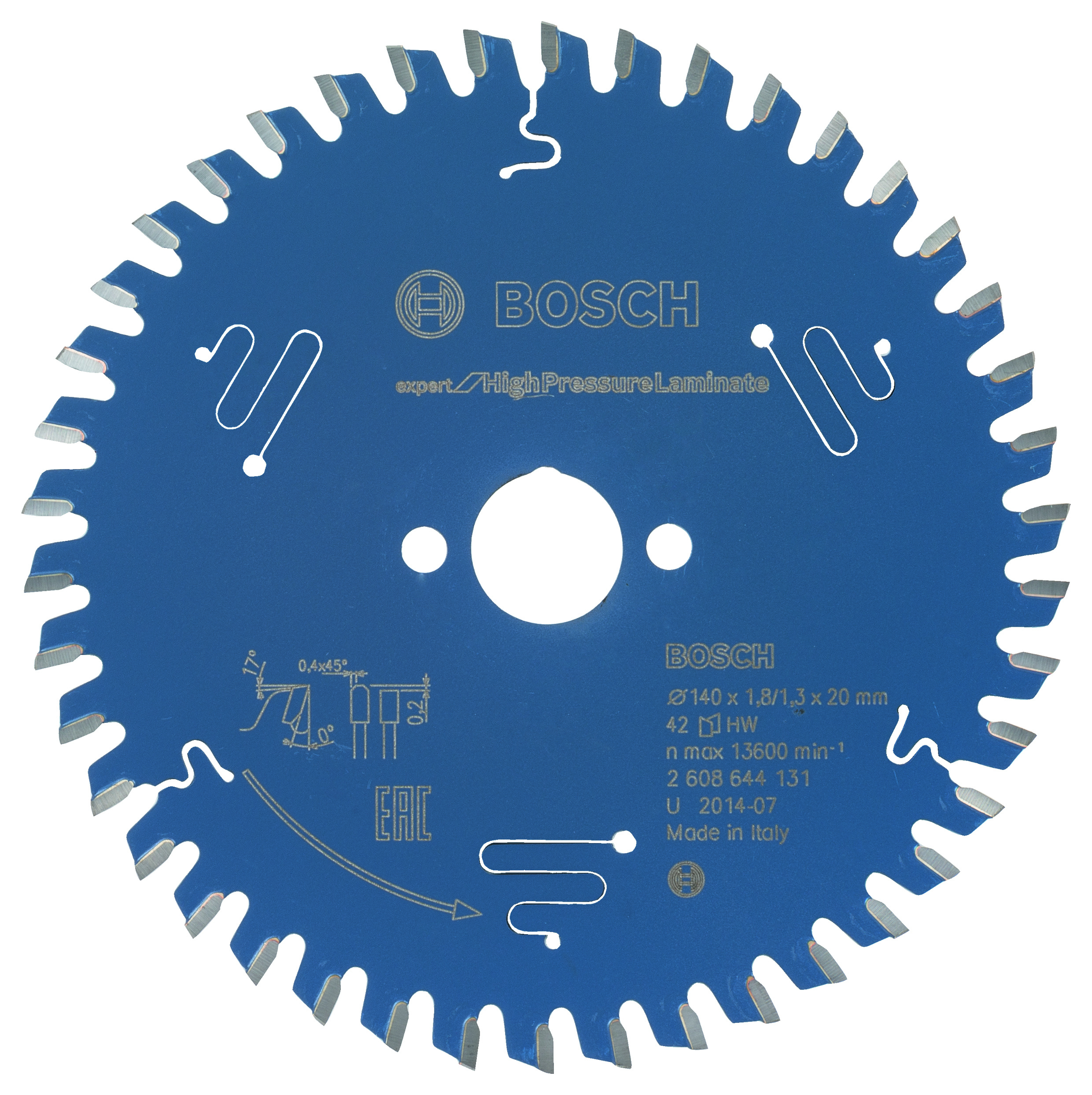 Bosch 2608644131 Expert For High Pressure Laminate Circular Saw Blade 140 X 20 X 1,8mm, 42 (1 Pack Of 1)