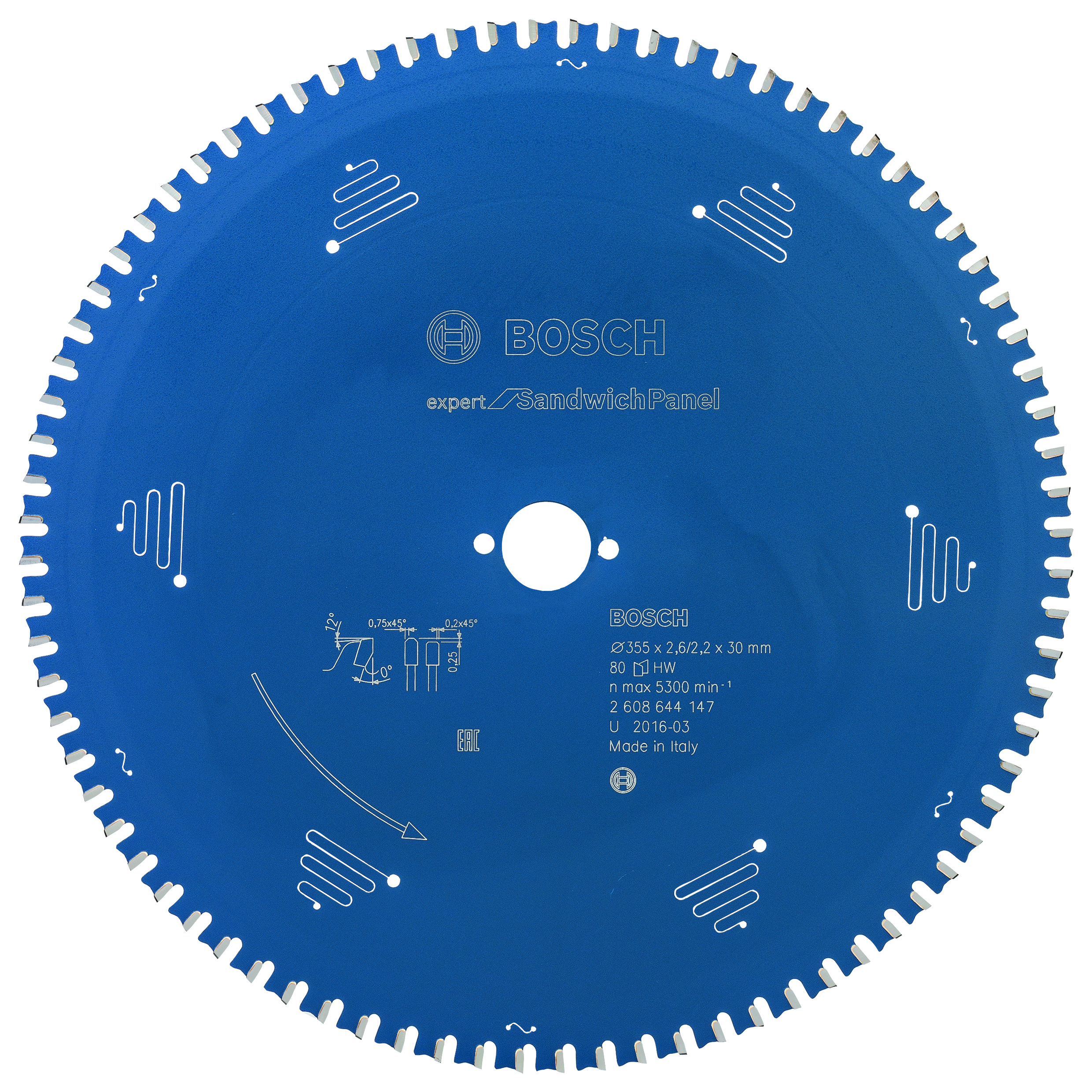 Bosch 2608644147 Expert For Sandwich Panel Circular Saw Blade 355 X 30 X 2,6mm, 80 (1 Pack Of 1)