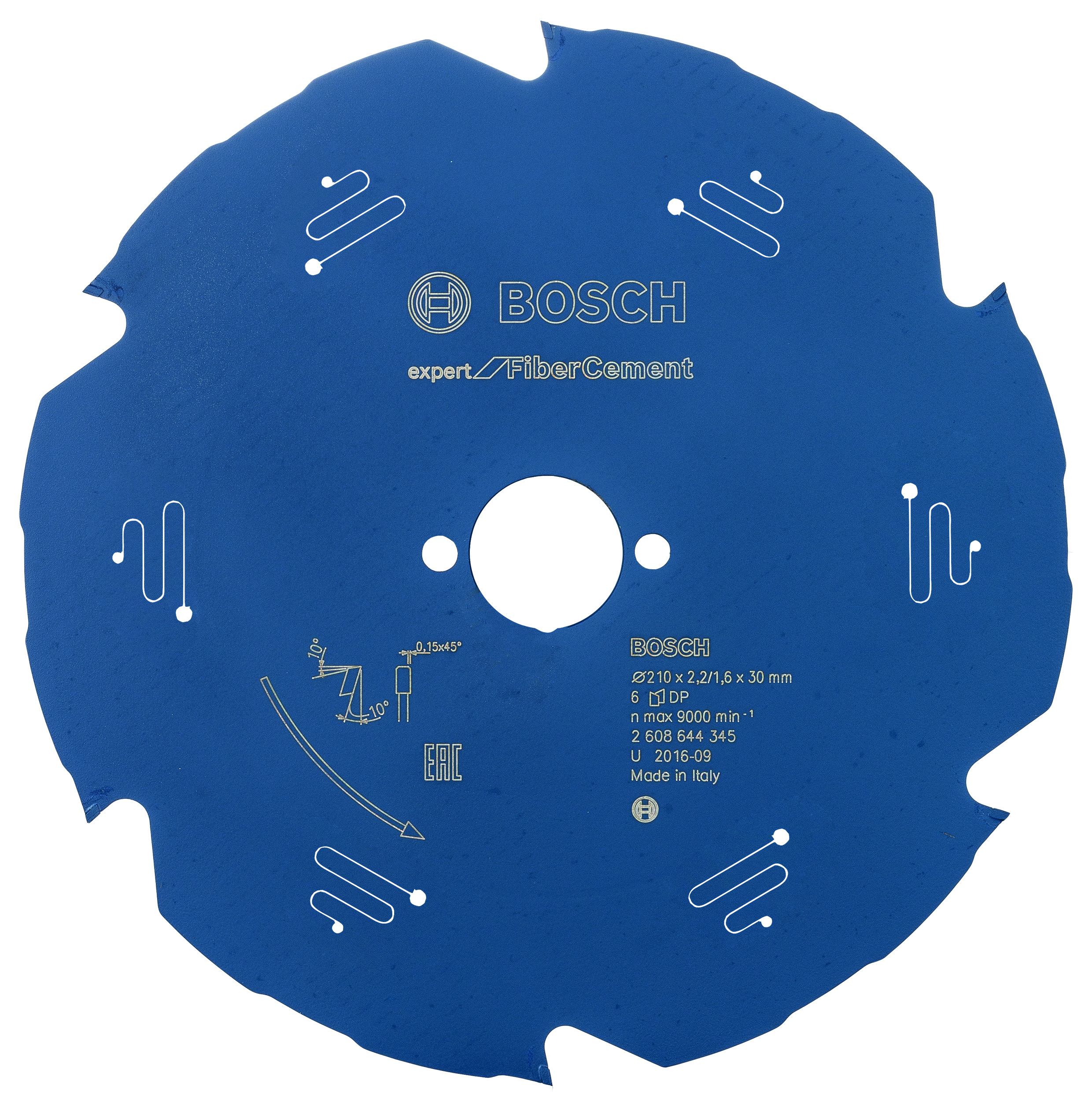 Bosch 2608644345 Expert for Fiber Cement Circular Saw Blade Hand Held 210x30x2.2x6T